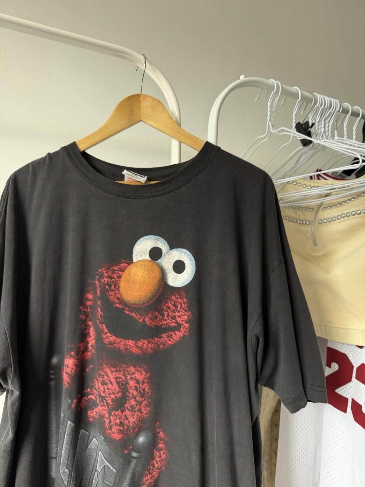 Vintage 90s Elmo T Shirt Jim Henson Sesame Street Black Stitch Mens XLarge