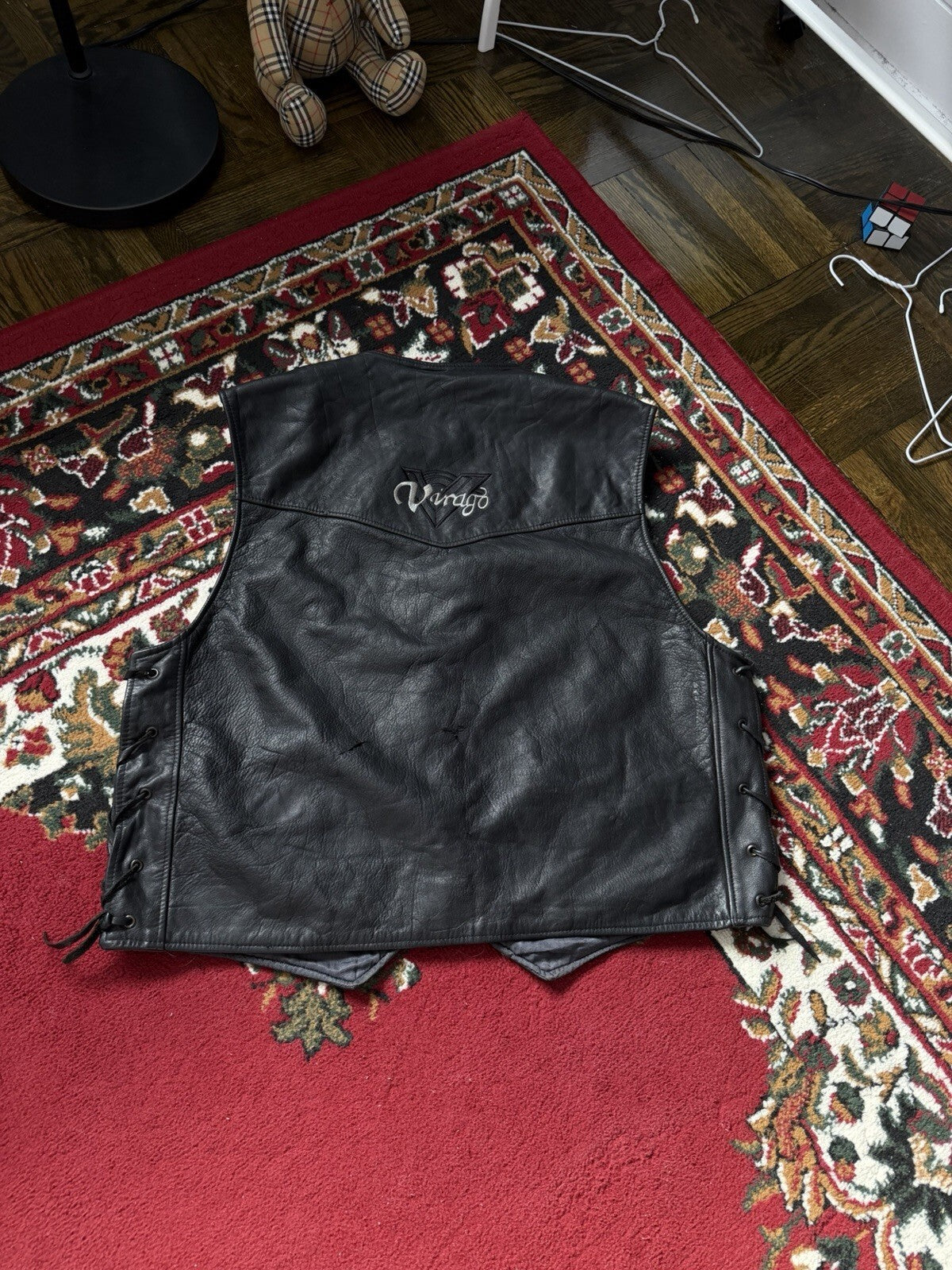 Yamaha Virago Motorcycle Vest Leather Men XXL Black Snap Lined