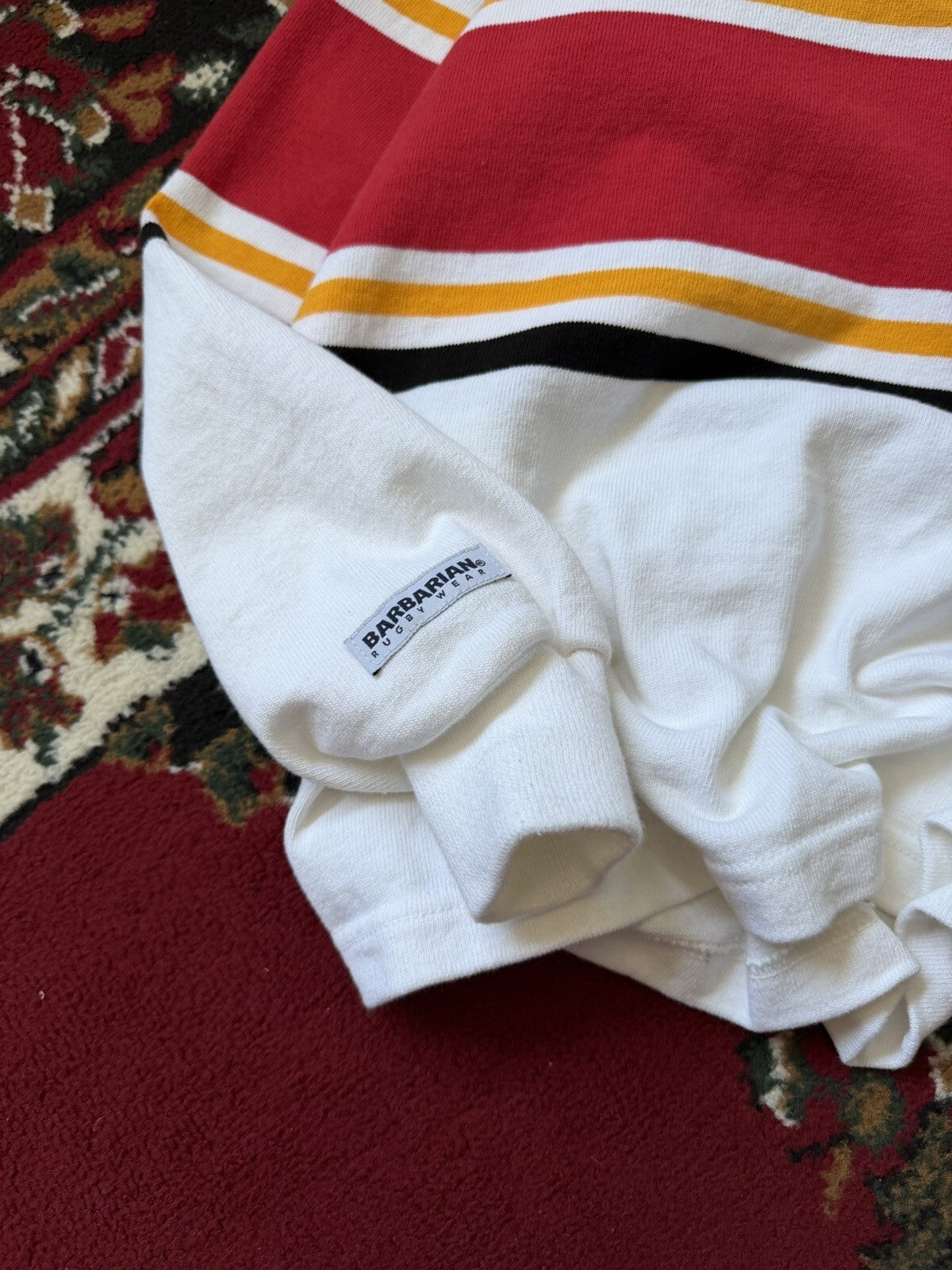 Vintage Barbarian Rugby Shirt Mens Small University of Guelph White  Polo