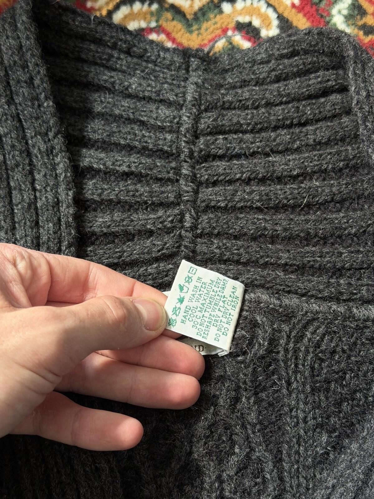 Vintage Arancrafts Ireland Cable Knit Wool Cardigan Sweater Size L Womens