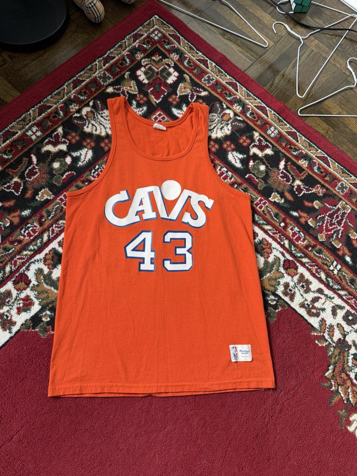 80s Cleveland Cavaliers Brad Daugherty #43 Jersey M CAVS Sand Knit NBA USA