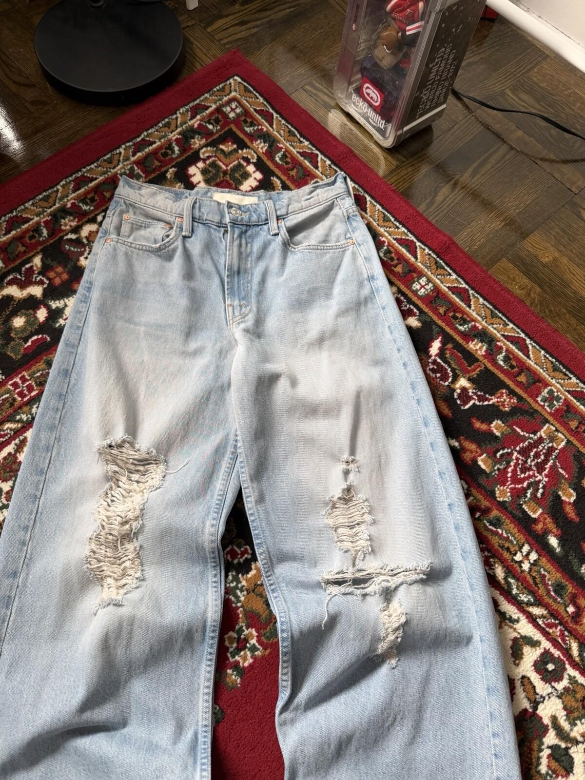 MOTHER Superior ‘The Spinner Zip Sneak’ Wide Denim Jeans Pedal Faster 26