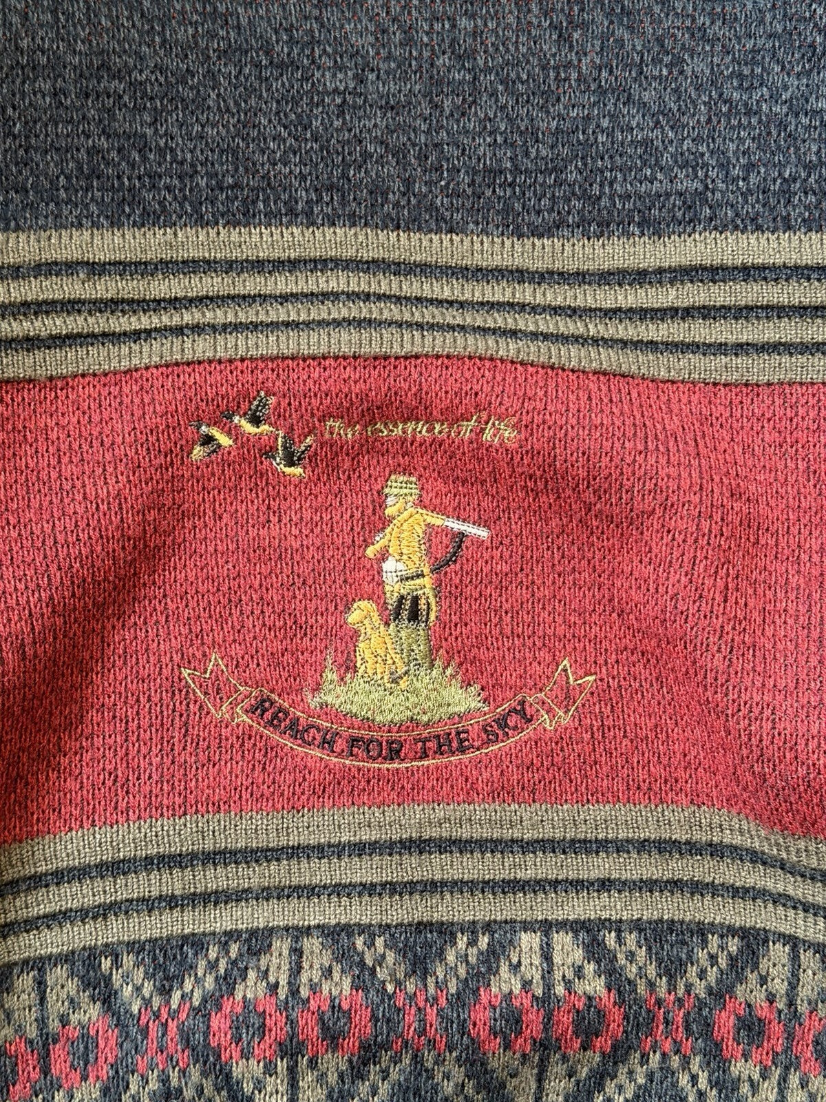 90s Vintage Bronzini Hunting "The essence of life - reach for the sky" Sweater