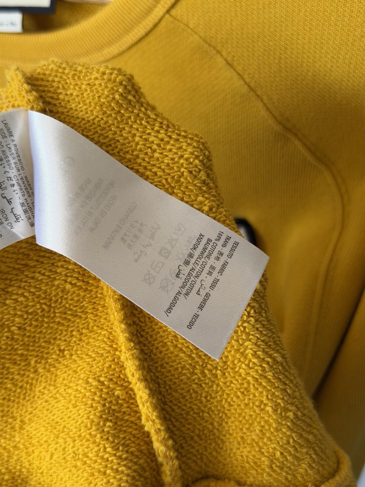 Authentic Gucci Yellow Mustard Mystic Cat Sweatshirt  L Embroidered Gucc