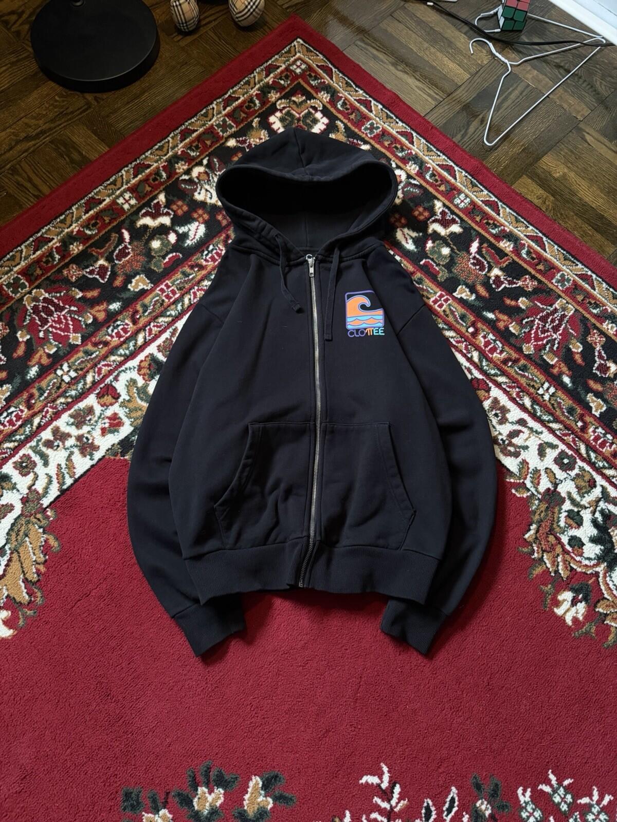 Clottee By Clot Mens Medium Wave Black Full Zip Hoodie Clot