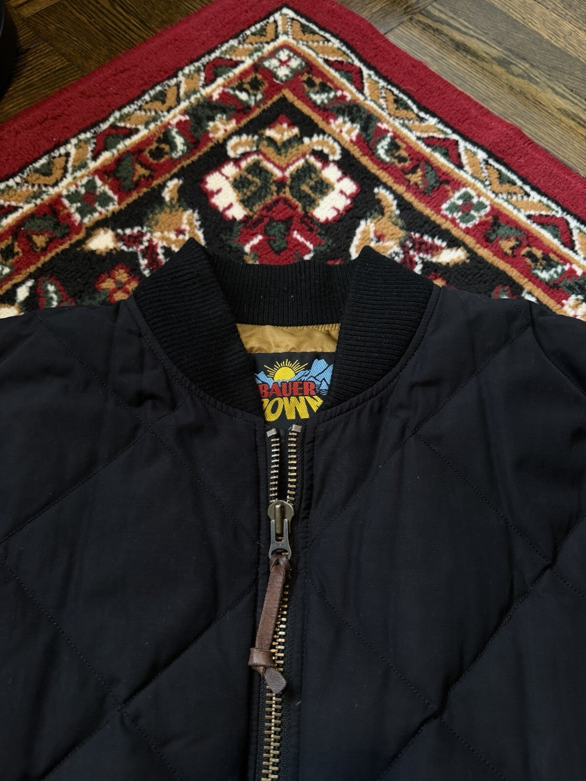 Eddie Bauer Down Bomber Mens Medium 1936 Skyliner Model Jacket Black Quilted