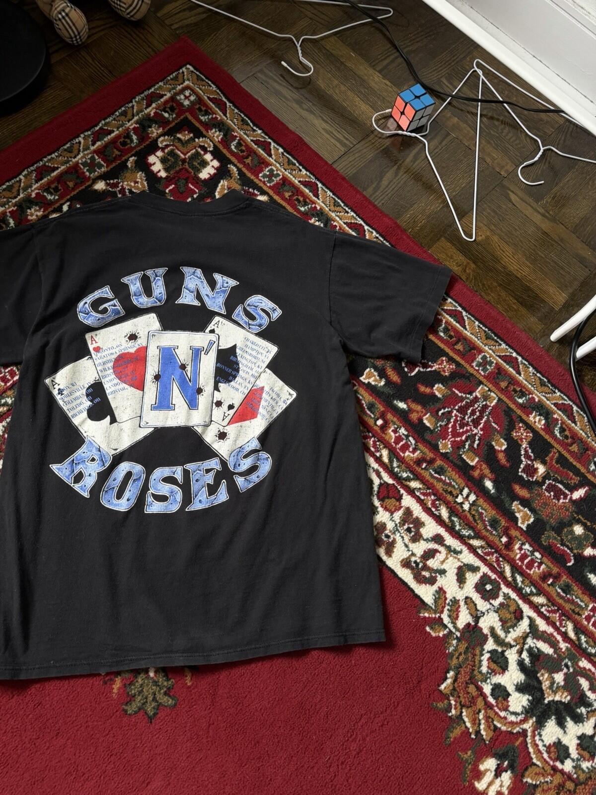 90s Guns N Roses Tshirt "Use Your Illusion Deck Cards" Single Stitch Tee 1991 L