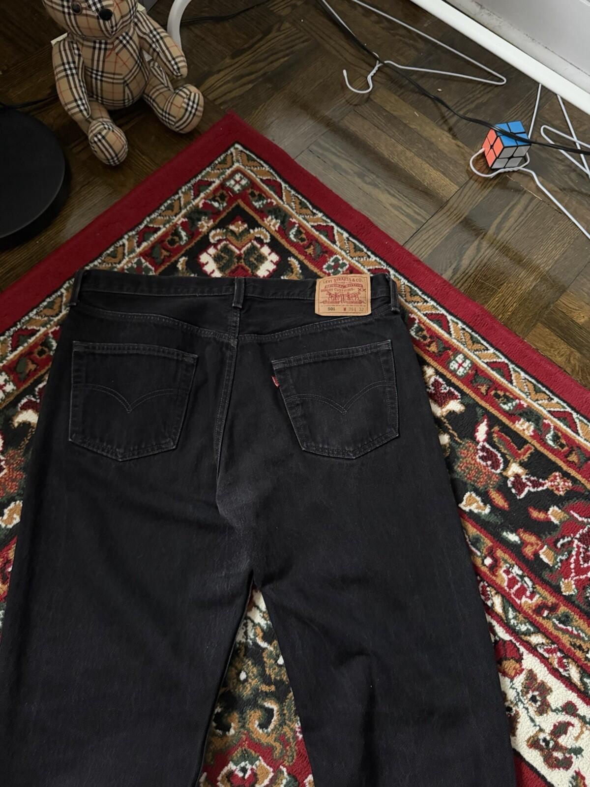 Vintage Levi's 501 Button Fly 90s Jeans Made in USA Black Denim Mens 36/32 Faded