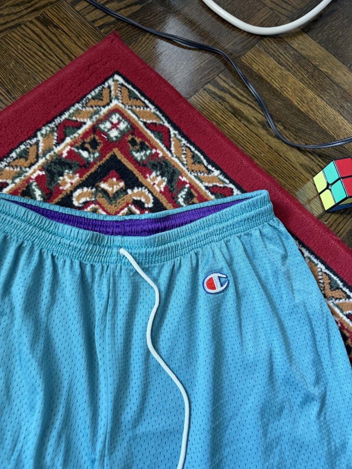 Vintage Champion 80s Reversible Basketball Shorts Purple / Green