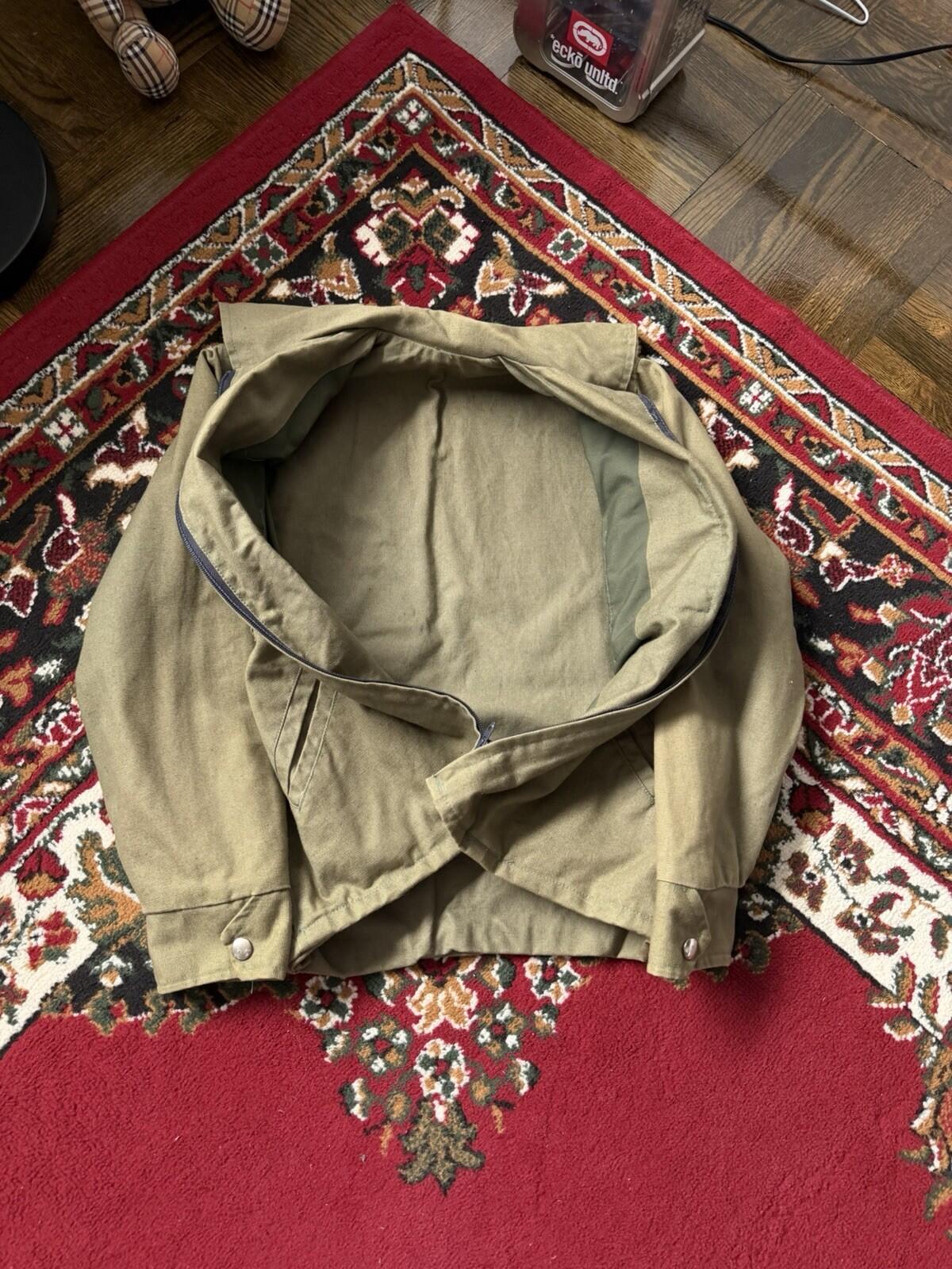 Vintage 50s-60s European Canvas Work Jacket Lighting Zip Pockets Olive