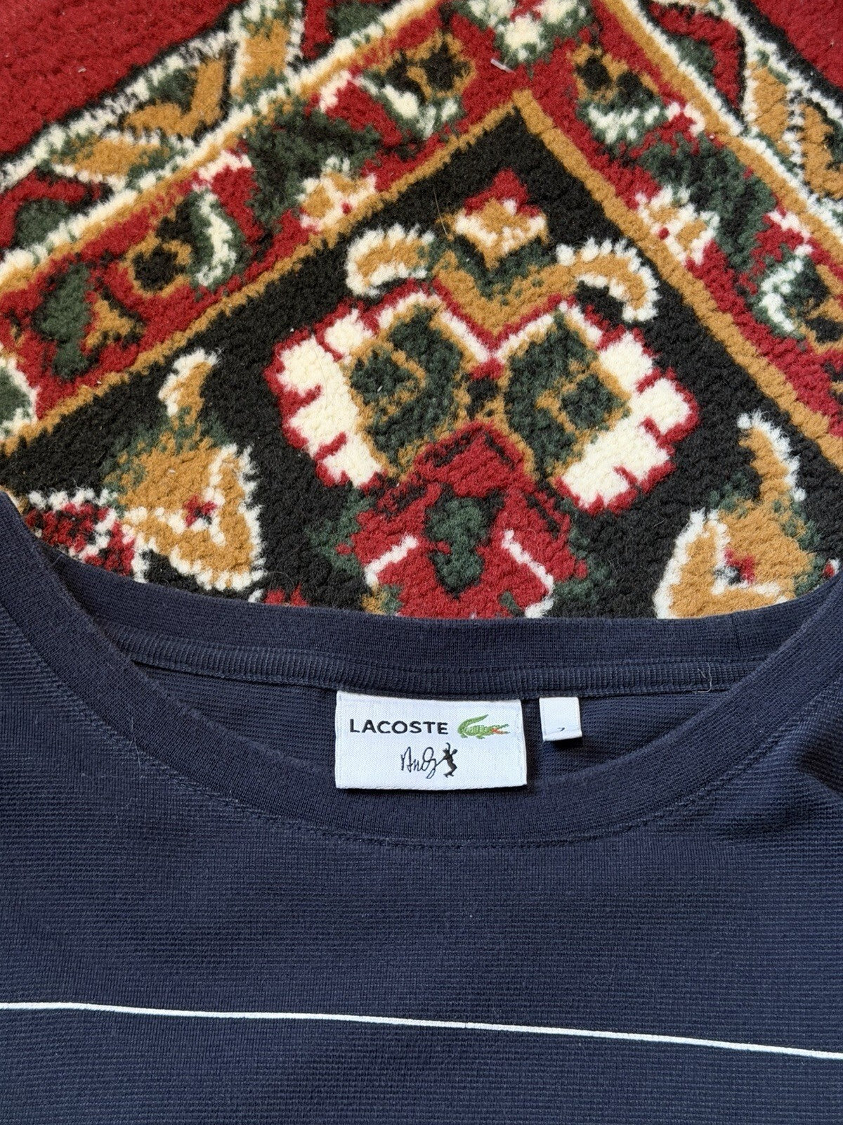 Lacoste Andy Roddick 2012 Rare Striped Jersey Tennis Shirt Size 7 Mens