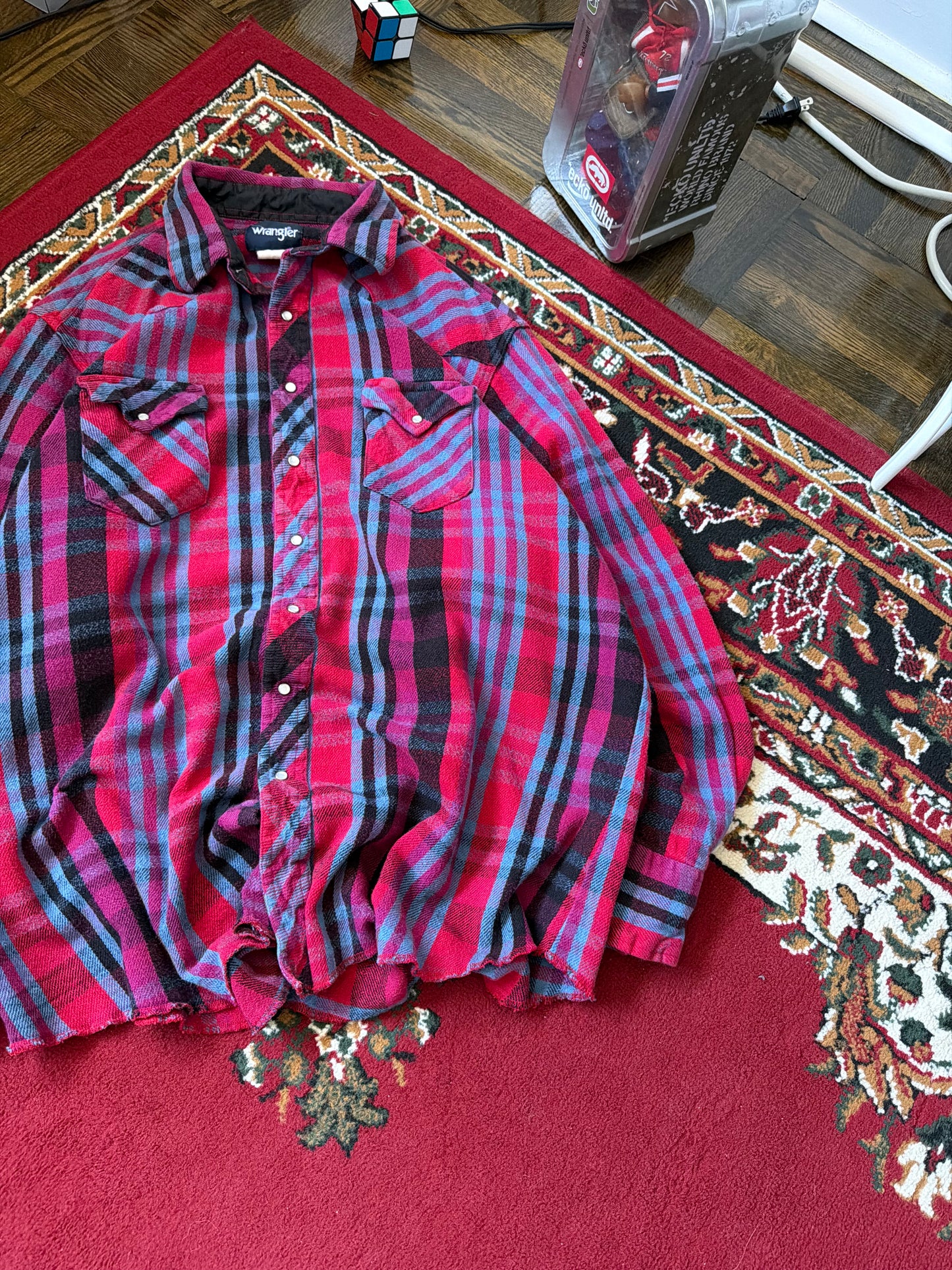 Wrangler Flannel Aztec Southwest Pearl Snap Western Shirt