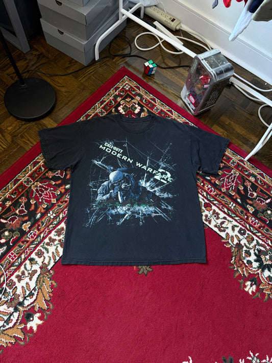 Rare Call Of Duty Modern Warfare 2 Shattered Glass Vintage Promo Tee COD