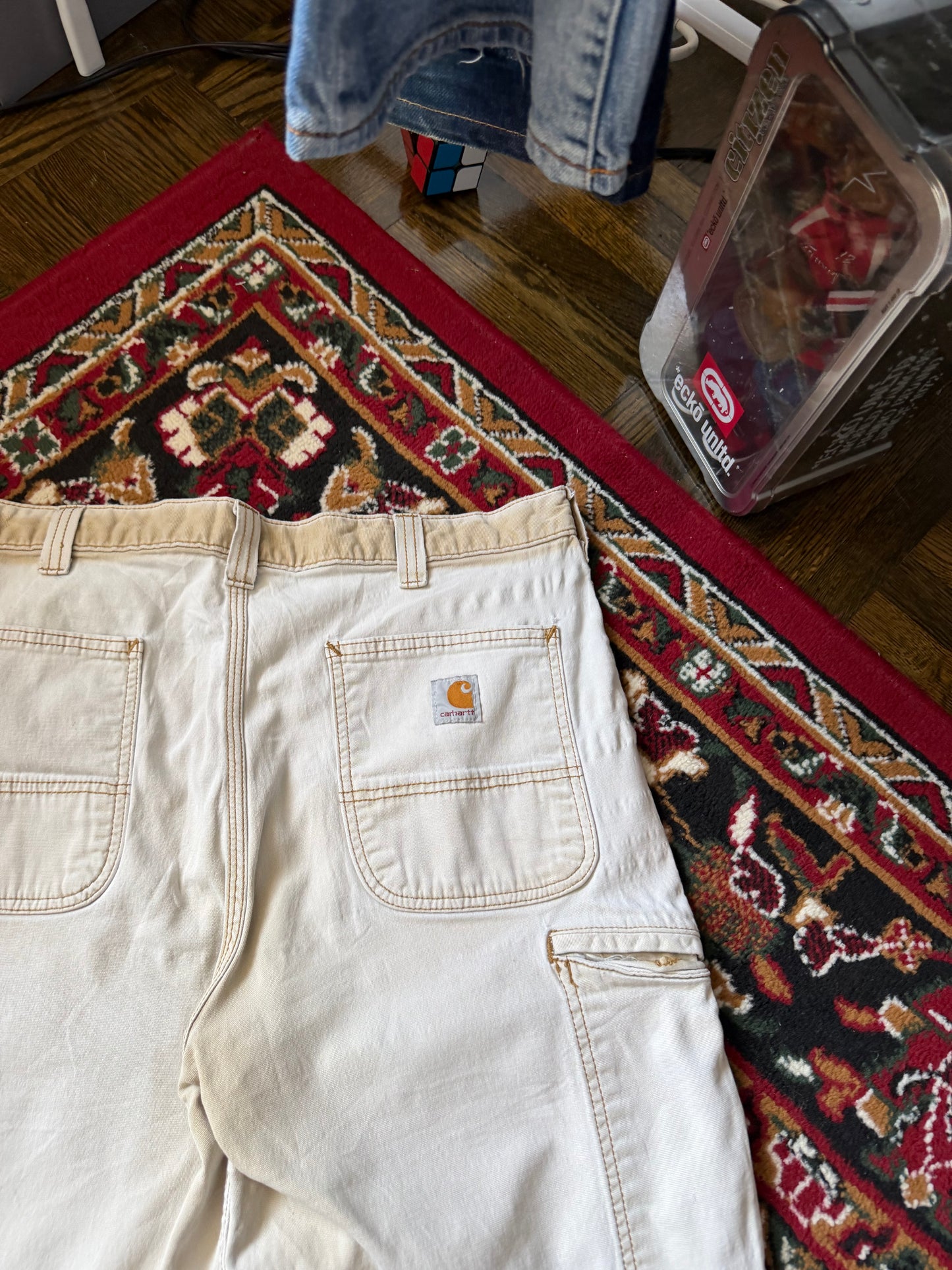 Vintage Carhartt Distressed Faded Relaxed Fit Shorts Beige