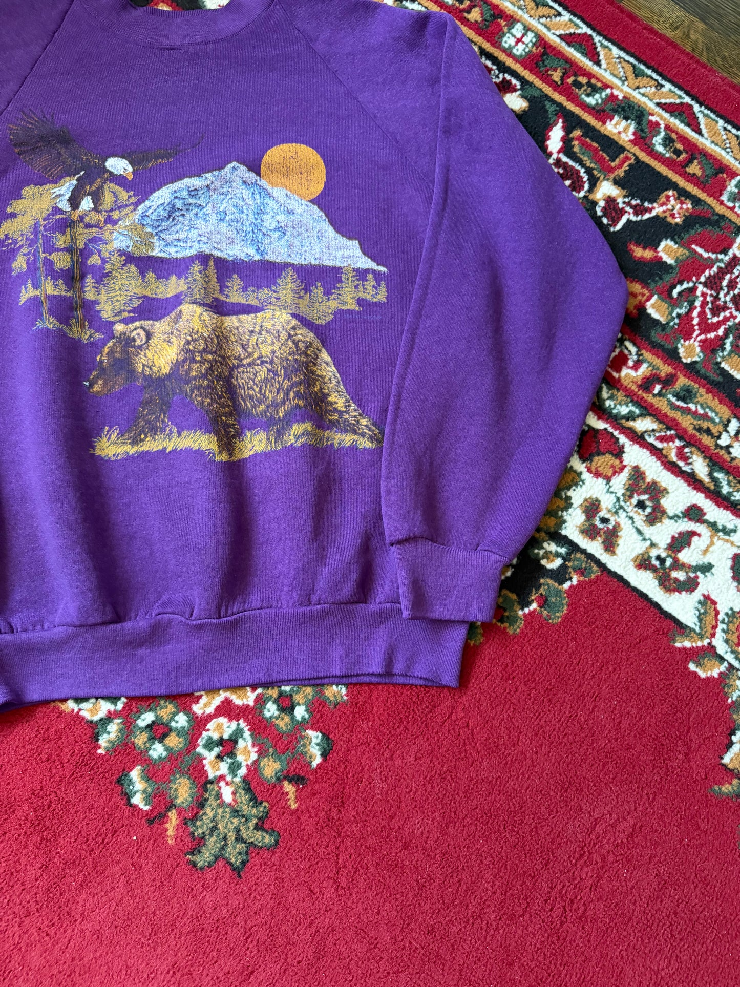 80s Vintage Nature Fruit Of The Loom Purple Sweatshirt