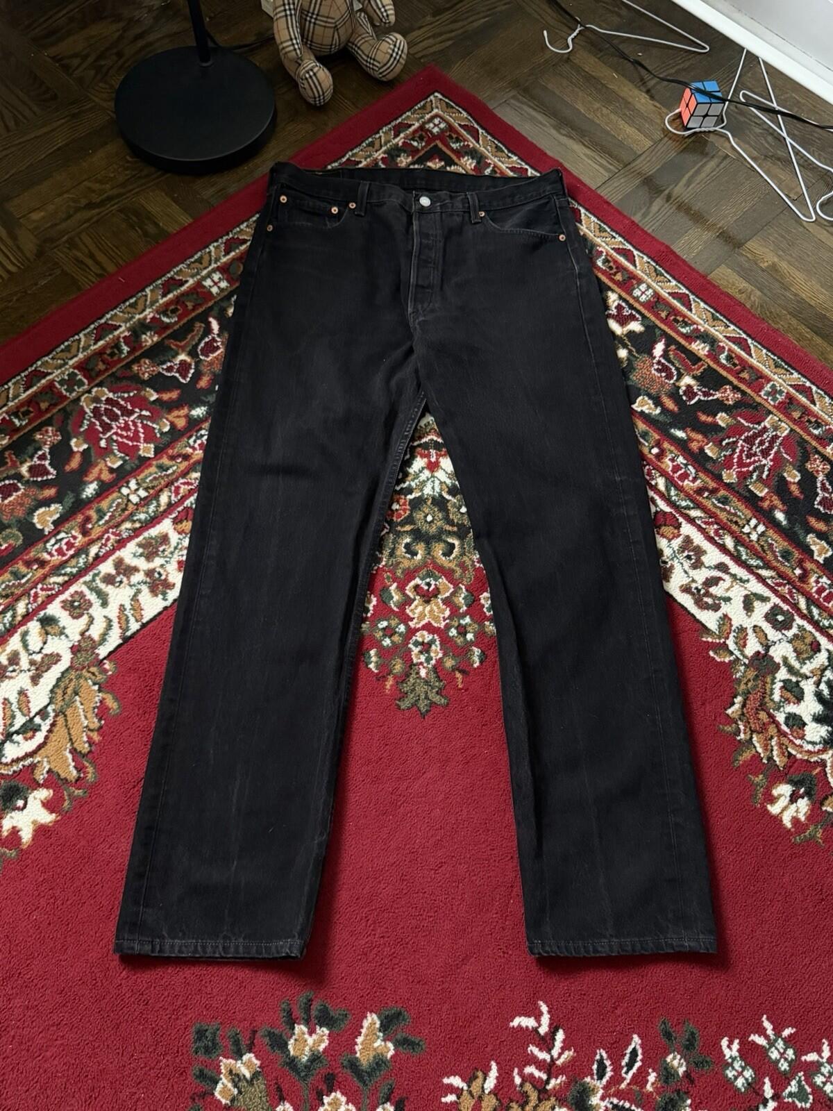 Vintage Levi's 501 Button Fly 90s Jeans Made in USA Black Denim Mens 36/32 Faded