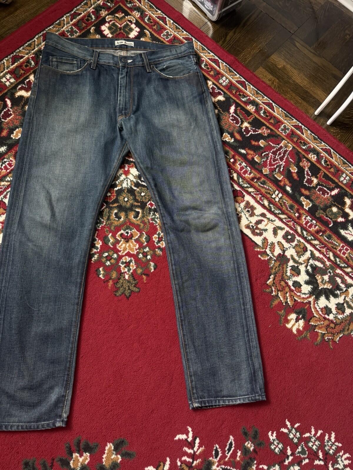 Acne Jeans Washed Classic Straight Leg Dark Wash Denim Cotton Mens 34/32