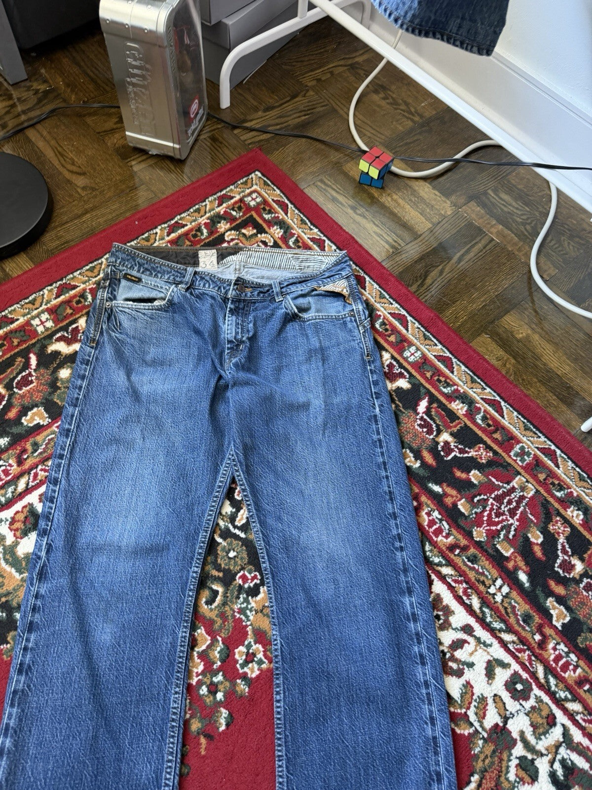 Vintage Y2K Volcom Mens Blue Wash Enowen Denim 5-Pocket Skate Grunge Jeans 34X32