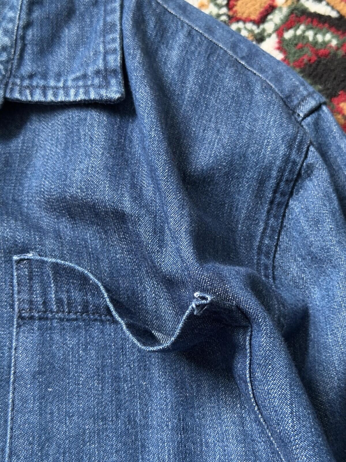 FOLK Jeans Shirt Blue Denim Button Up Long Sleeve Vintage Men's Size 4