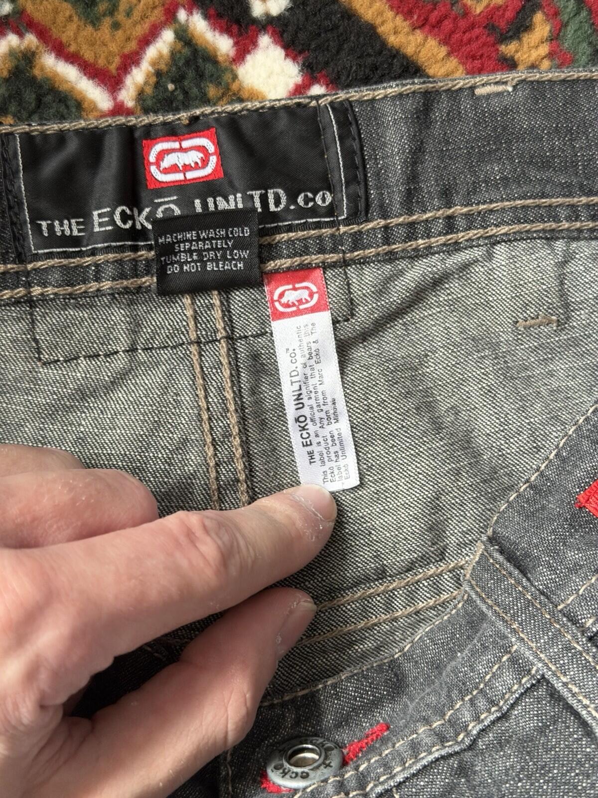 Vintage Ecko Unltd Jeans Mens 32 Gray Wide Leg Baggy Classic 5 Pocket Y2K