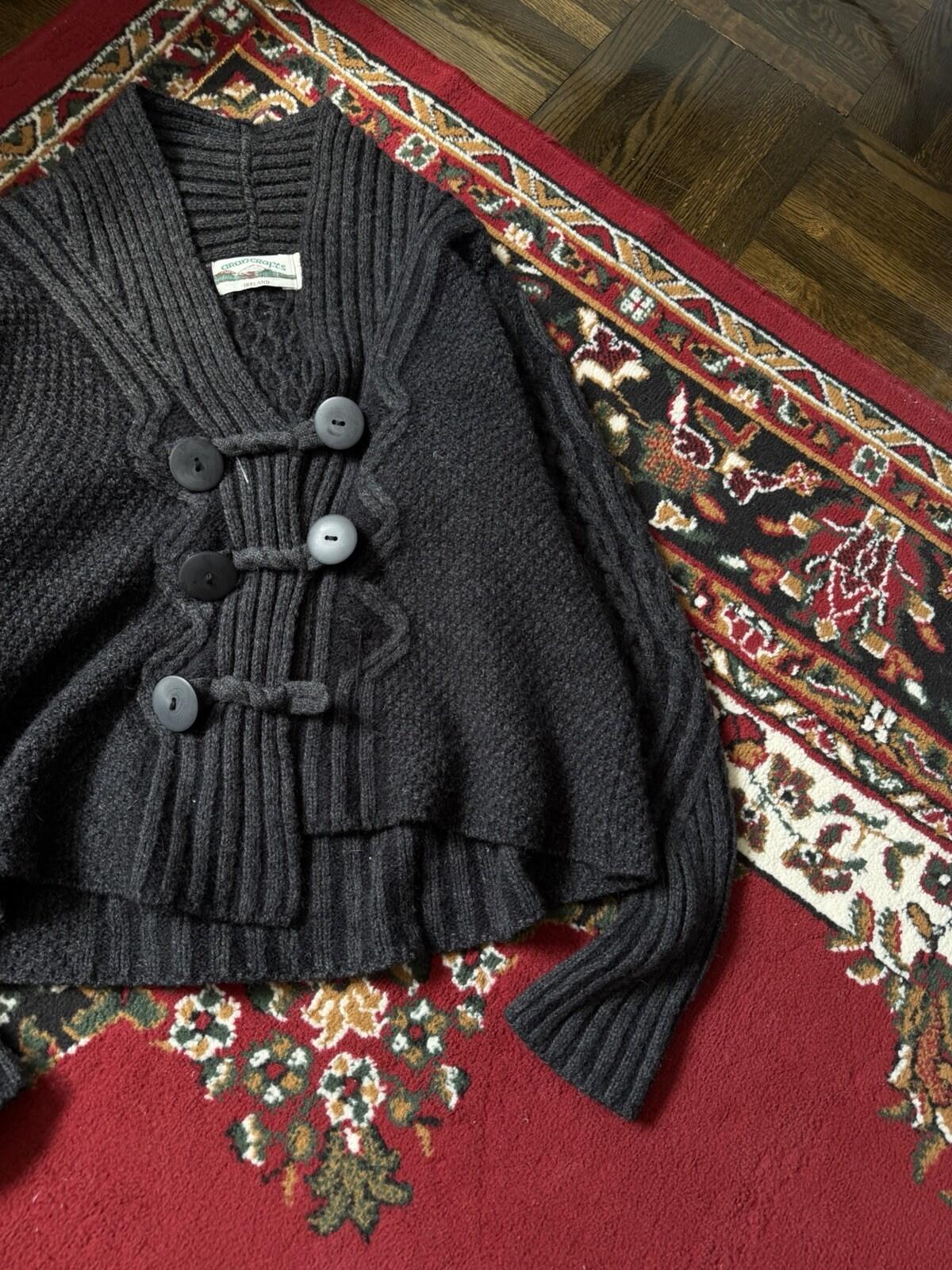 Vintage Arancrafts Ireland Cable Knit Wool Cardigan Sweater Size L Womens