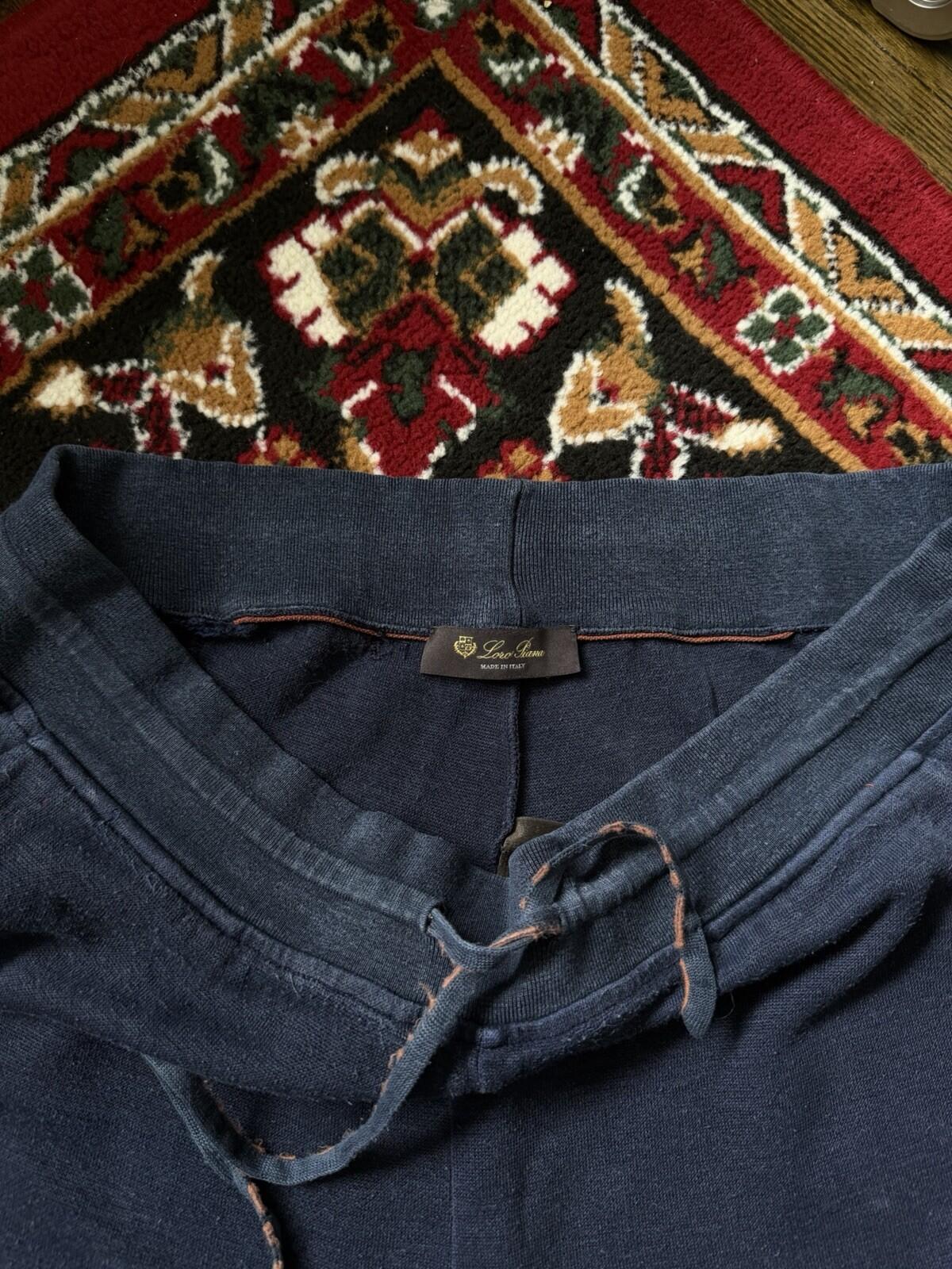 Loro Piana Tapered Linen Joggers Sweatpants Pants Blue Sz XL