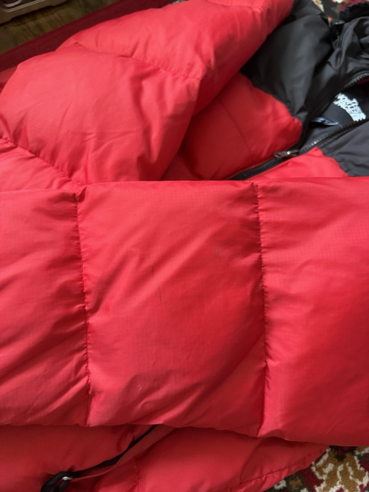 The North Face Nuptse 700 Down Puffer Jacket Red Black Size L