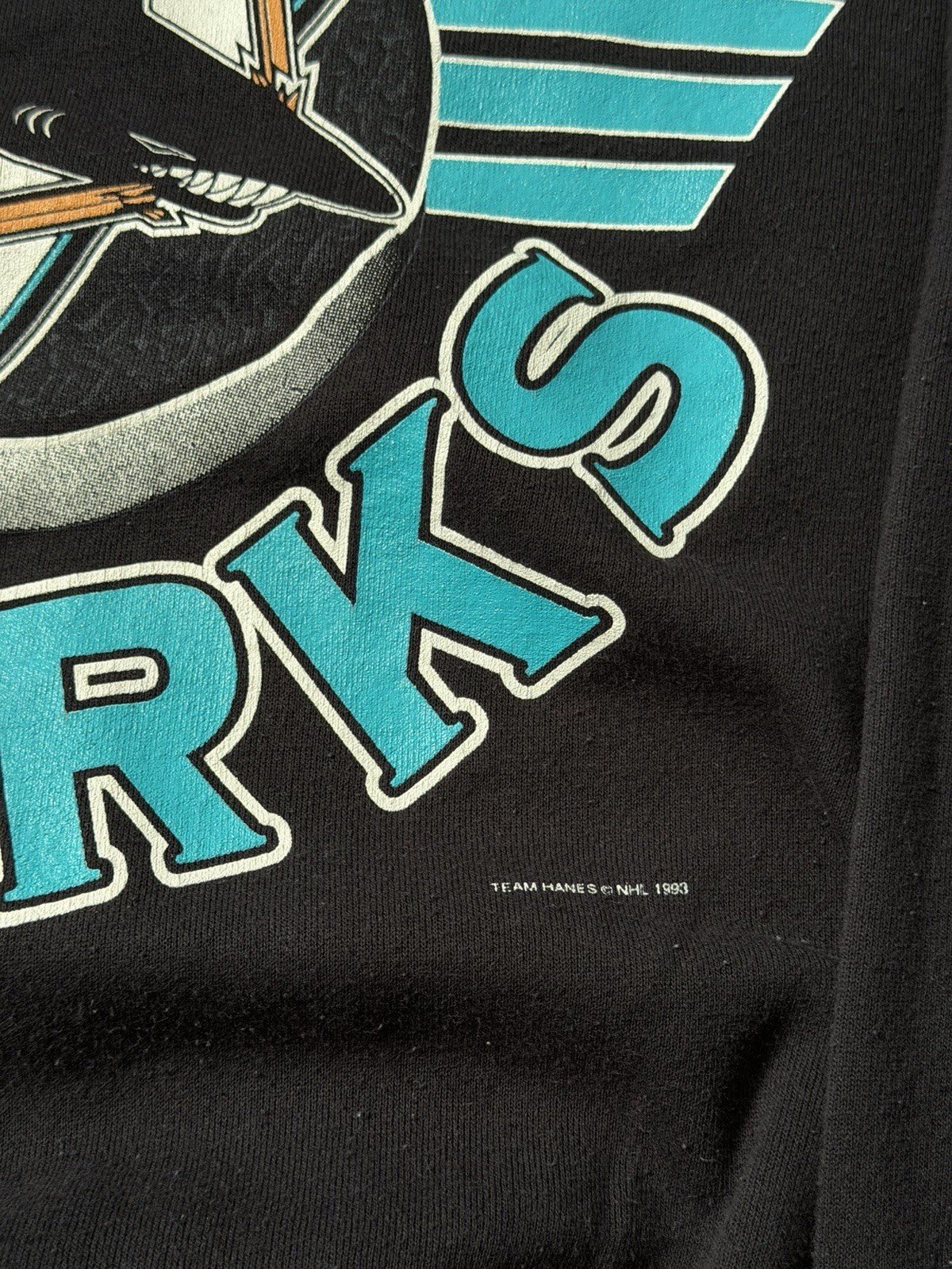 Vintage San Jose Sharks 1993 Men Sweatshirt Pullover Crew Bite Logo Hockey Sz M