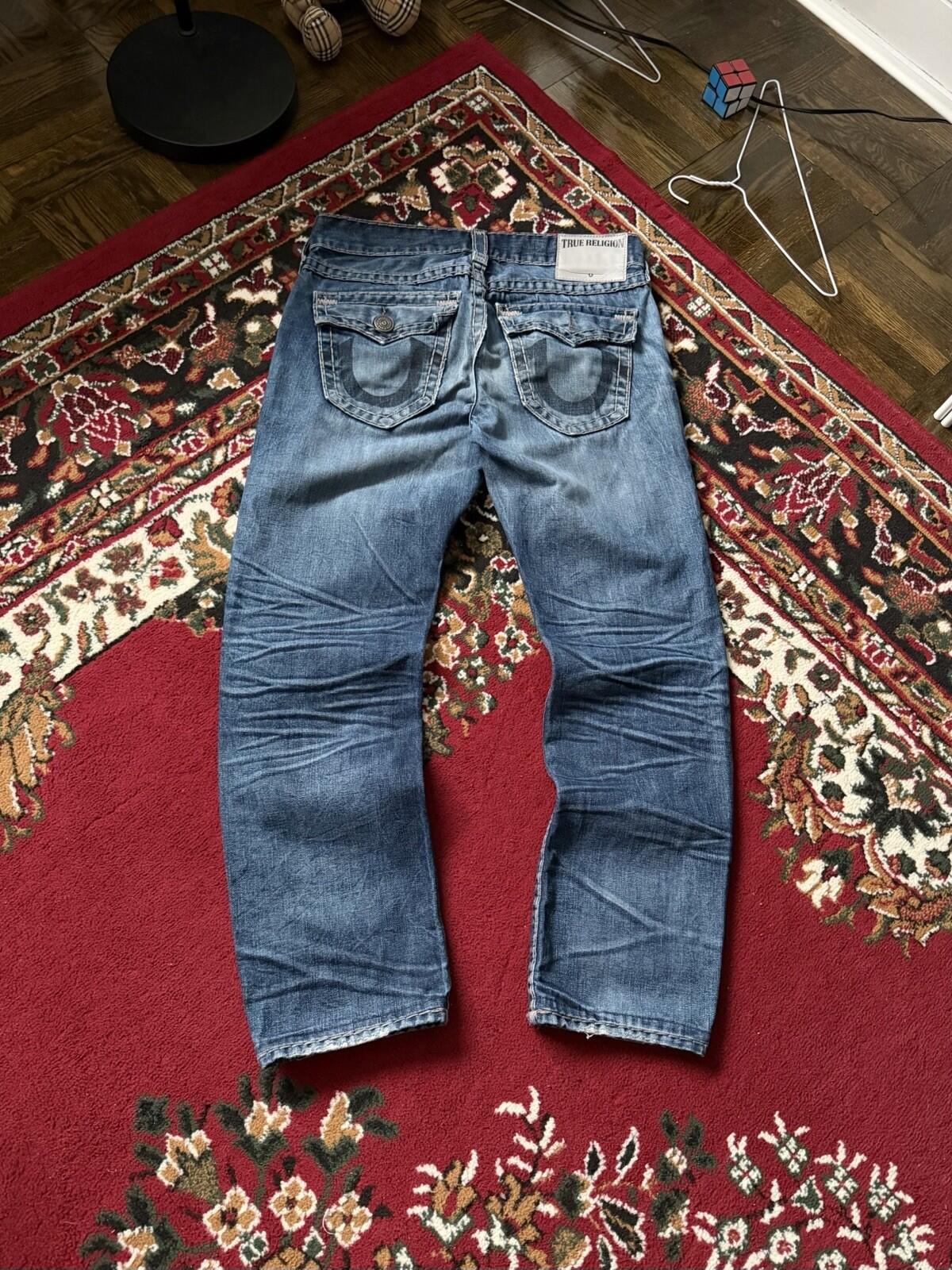 True Religion Mens Jeans Denim Tan Stitching Straight Leg 32 Y2K