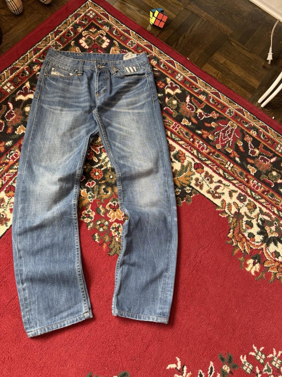 Diesel x Adidas Jeans Mens Blue Viker-AD Straight Trefoil Denim Tag 29x32
