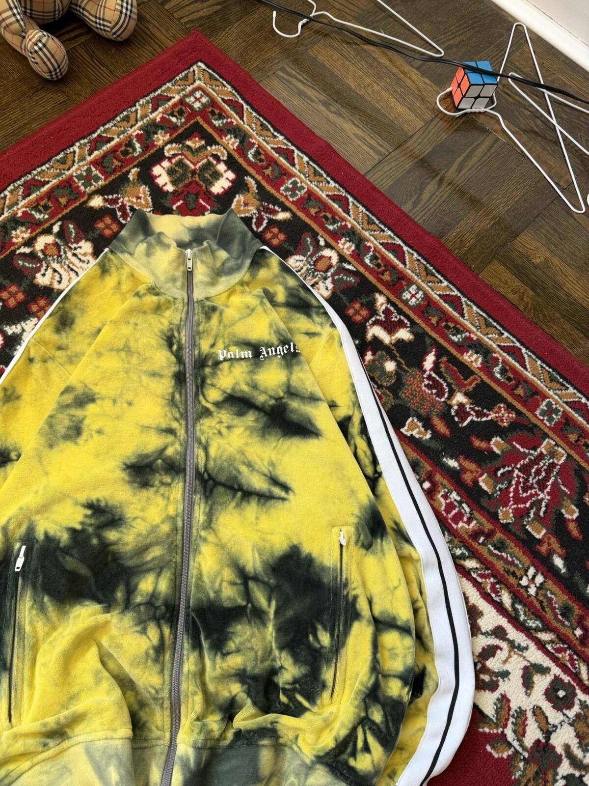 Palm Angels Yellow Tie Dye Velour Track Jacket Yellow Size XL