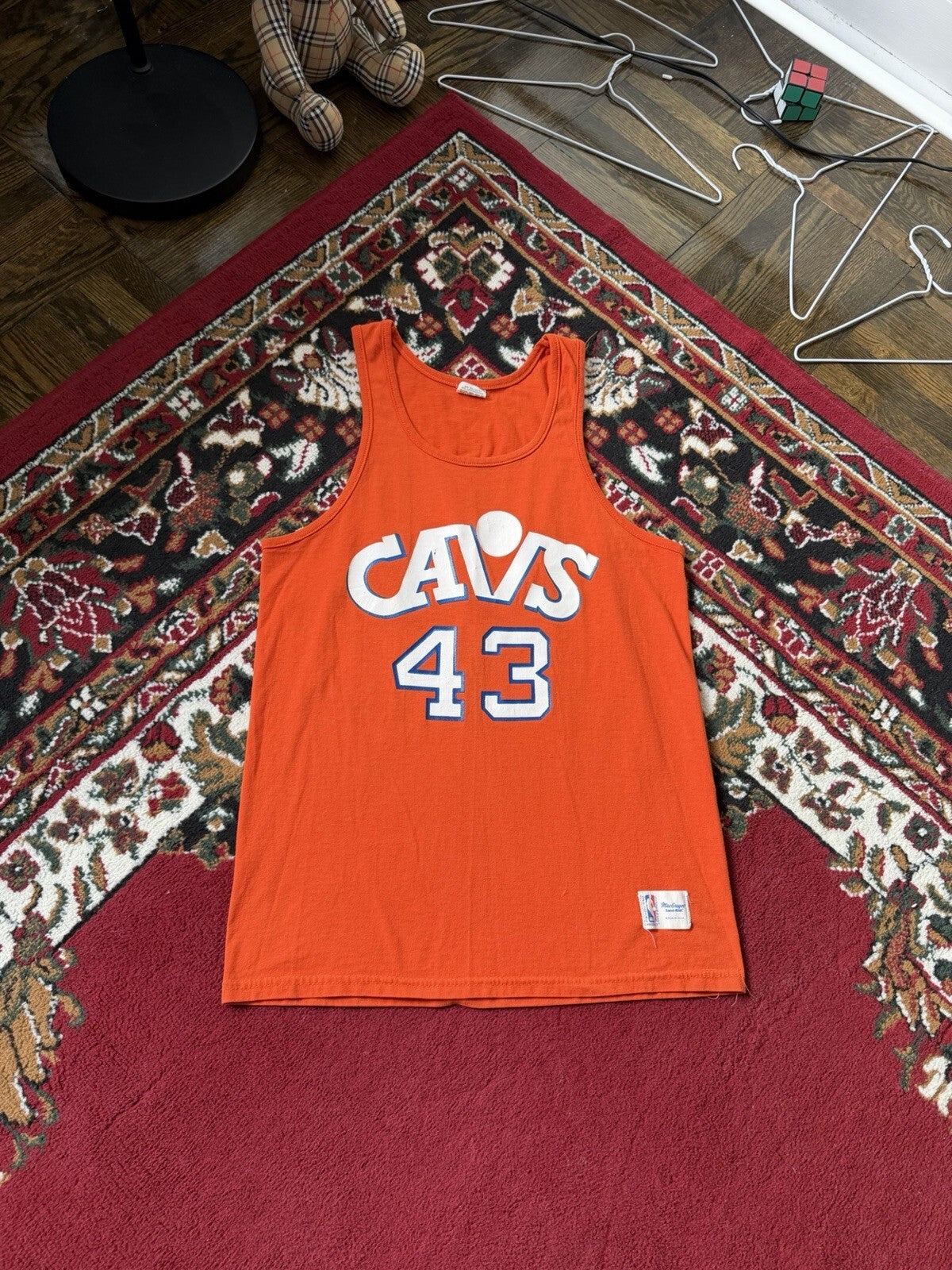 80s Cleveland Cavaliers Brad Daugherty #43 Jersey M CAVS Sand Knit NBA USA