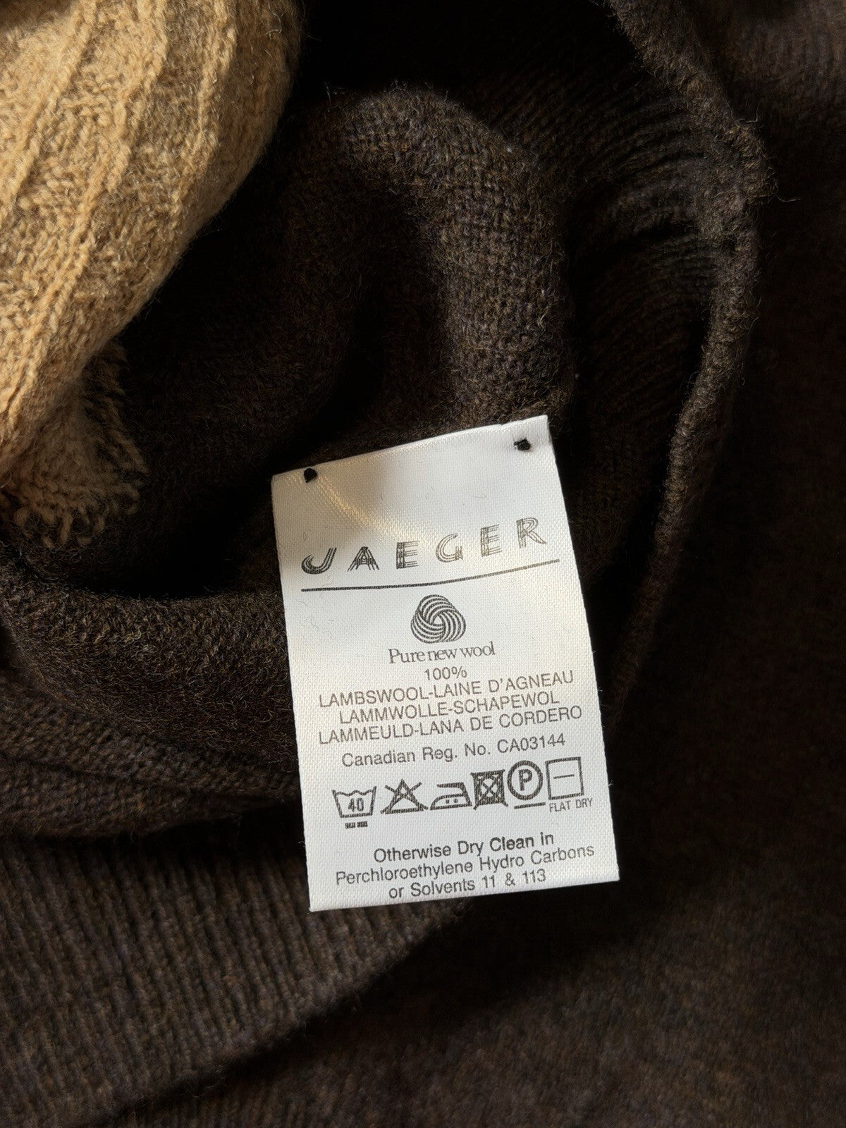 Jaeger Men’s Sweater Geometric Colorblock 100% Lambswool Made in Great Britain
