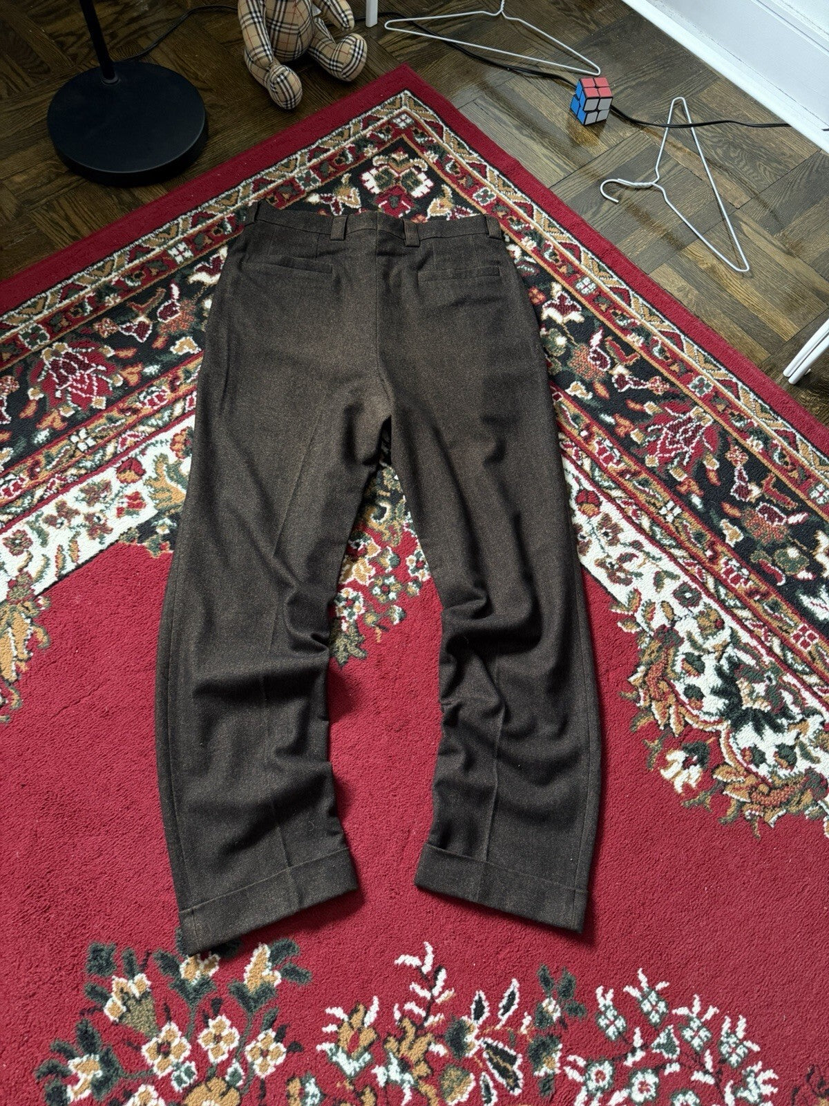 Versace Classic Men's Brown Wool Flat Front Slacks Trousers Dress Pants