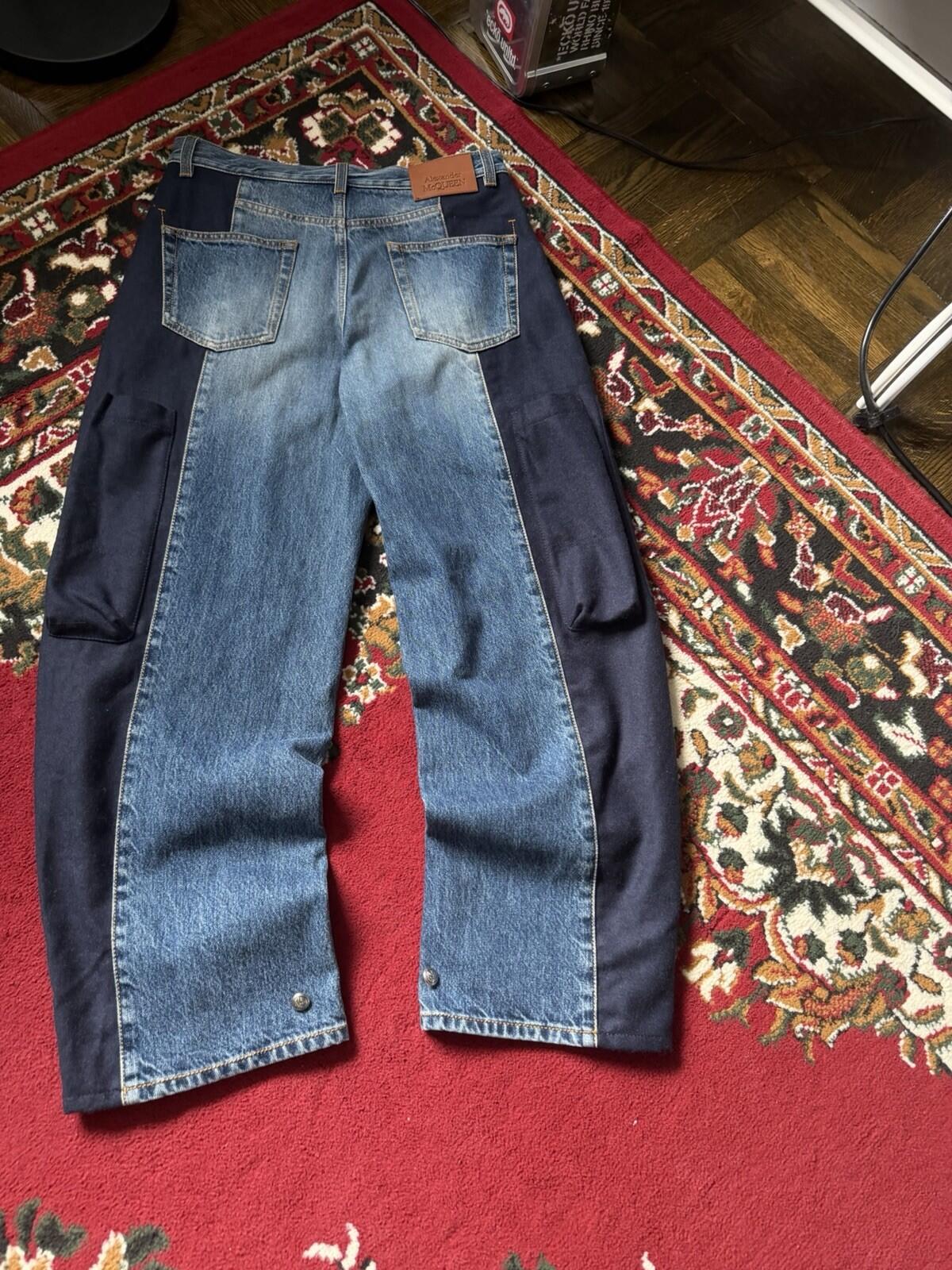 Alexander McQueen High Rise Media Mix Wool/Cotton Cargo Jeans
