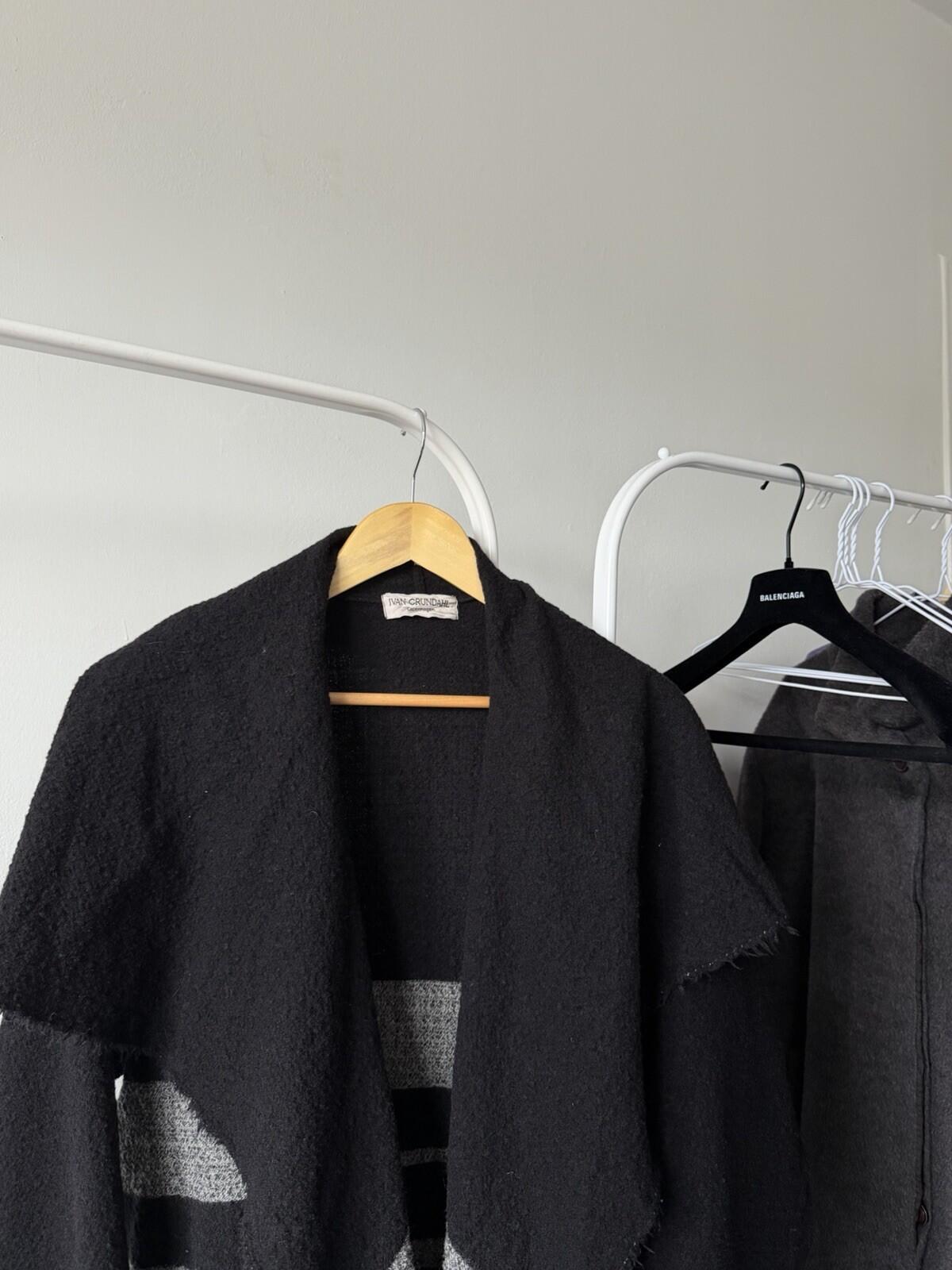 Ivan Grundahl Cardigan Sweater M/L Black OVERSIZED Wool blend Cardigan Jacket