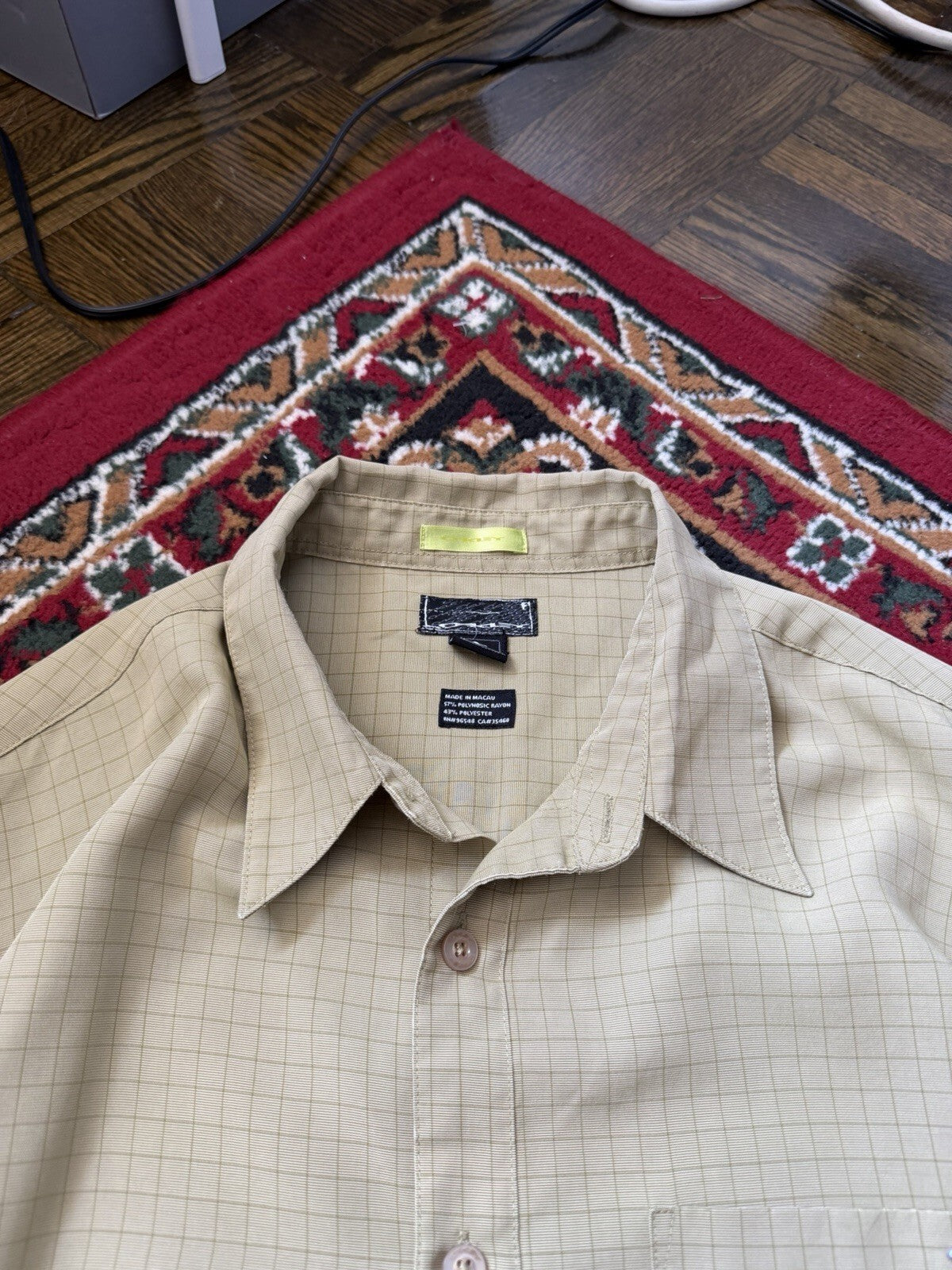 Vintage Oakley Shirt 3D Metal Logo Geometric Short Sleeve Button Up Mens L Y2K