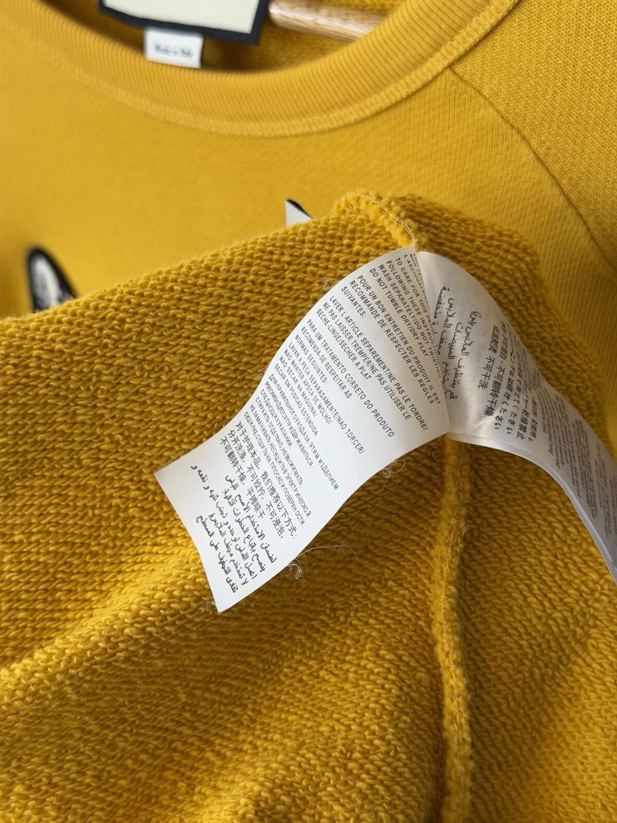 Authentic Gucci Yellow Mustard Mystic Cat Sweatshirt  L Embroidered Gucc