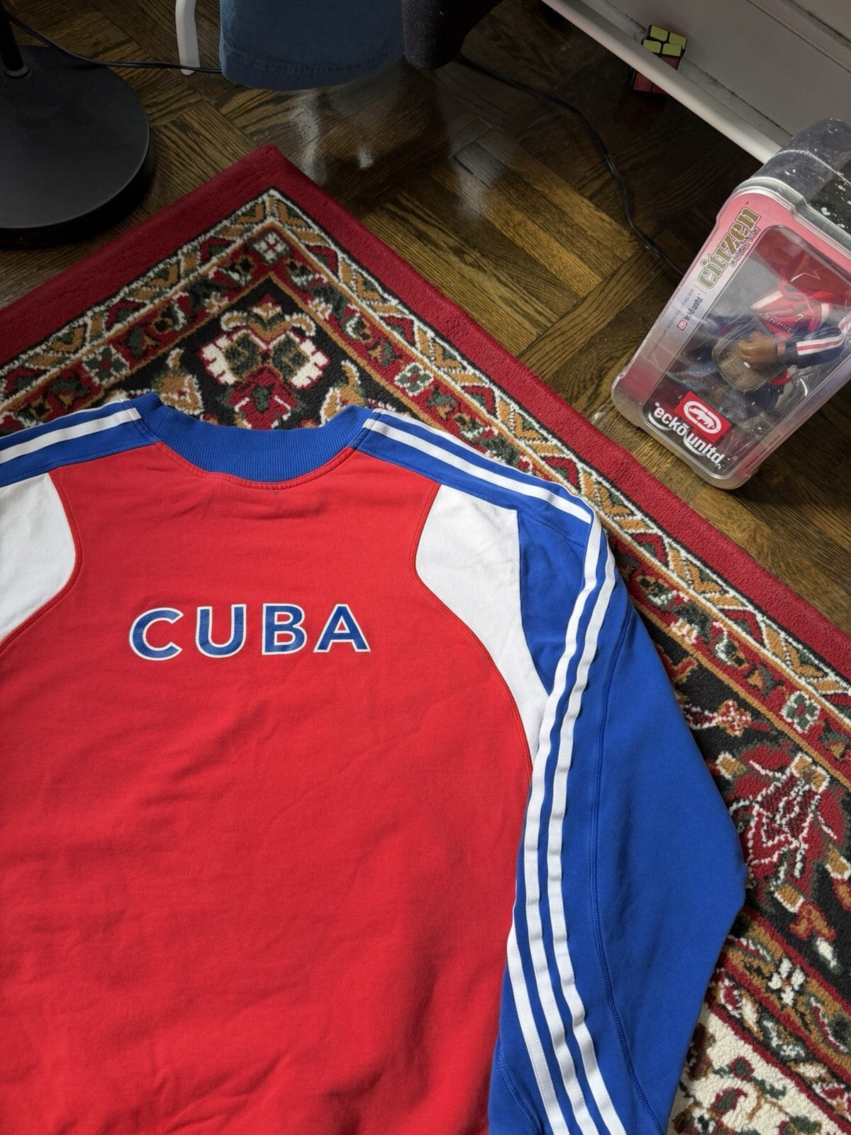 Vintage Cuba Adidas Soccer 3 Stripes Crewneck Sweatshirt Size L 00s