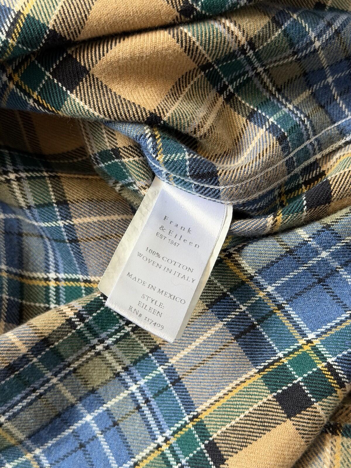 Frank and Eileen "Eileen" Italian Woven Flannel Plaid Button Down Shirt Womens