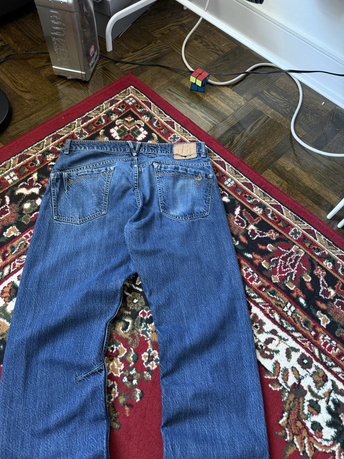 Vintage Y2K Volcom Mens Blue Wash Enowen Denim 5-Pocket Skate Grunge Jeans 34X32