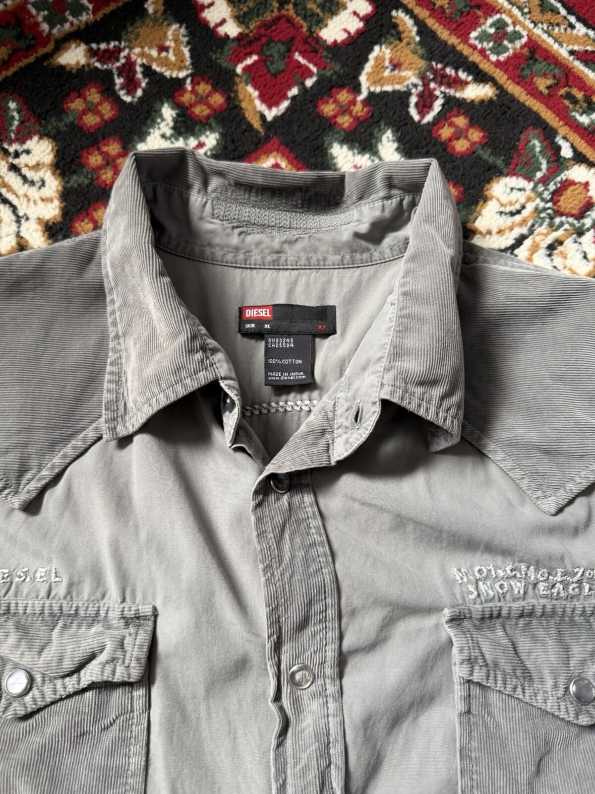 Diesel Eagle Corduroy Western Shirt Gray Size XL