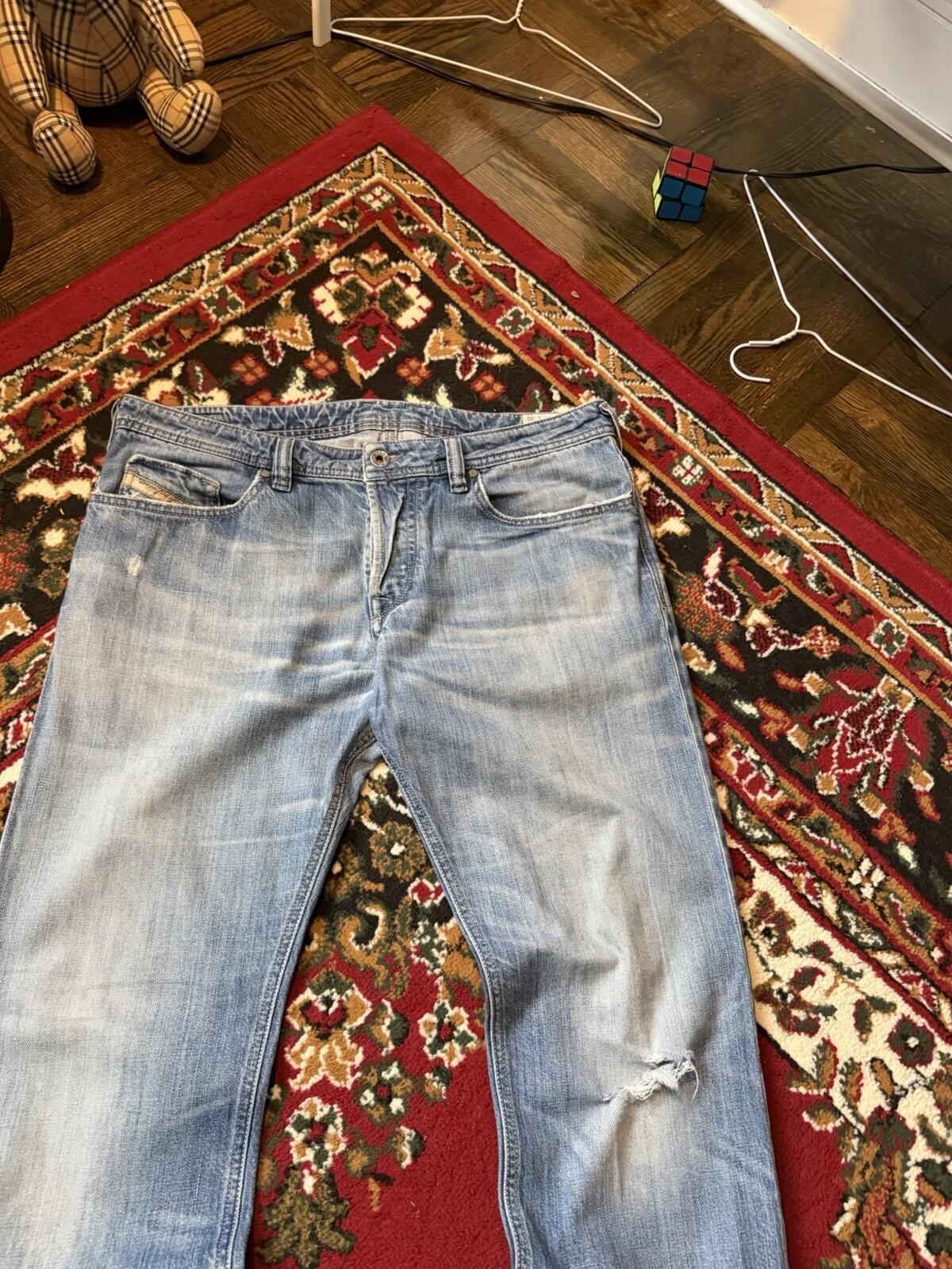 Diesel Industry Trouleg Mens Blue Jeans Denim Pants Distressed Stretch 34/30