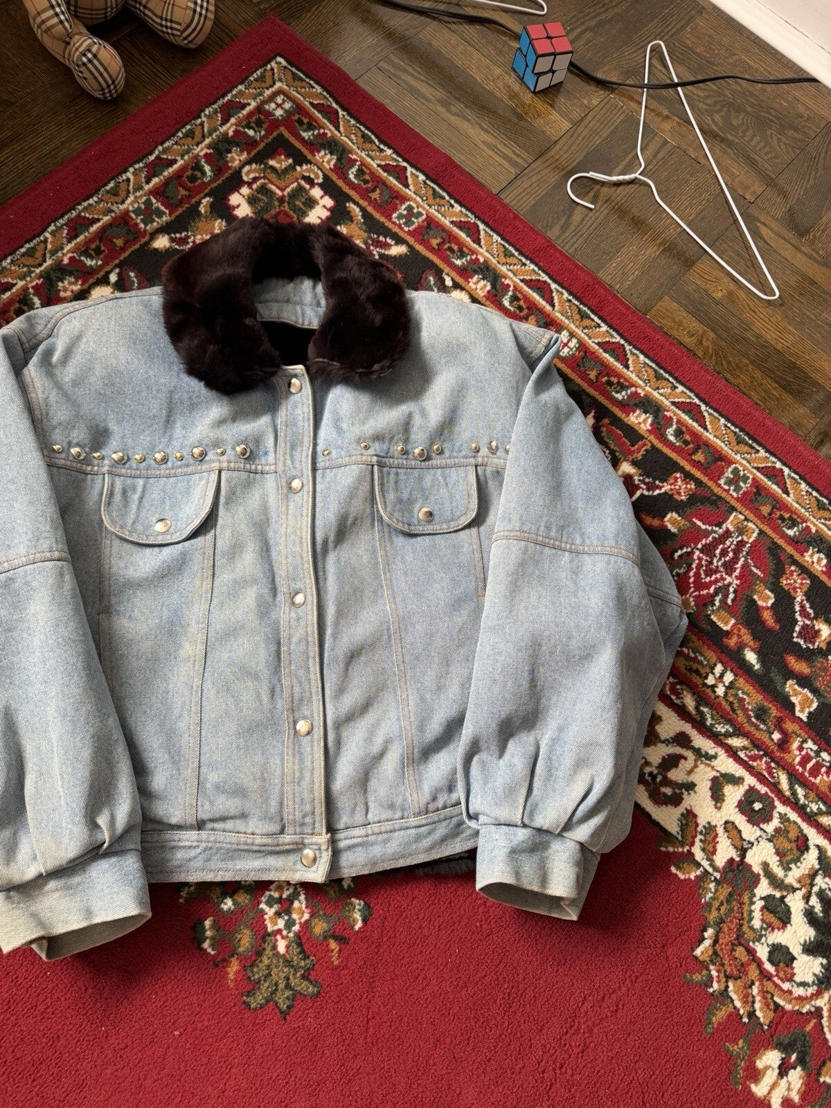 D'Arcy Moses Indian Nation Denim Jacket x Gilles Allard Wasel Fur Medium RARE!