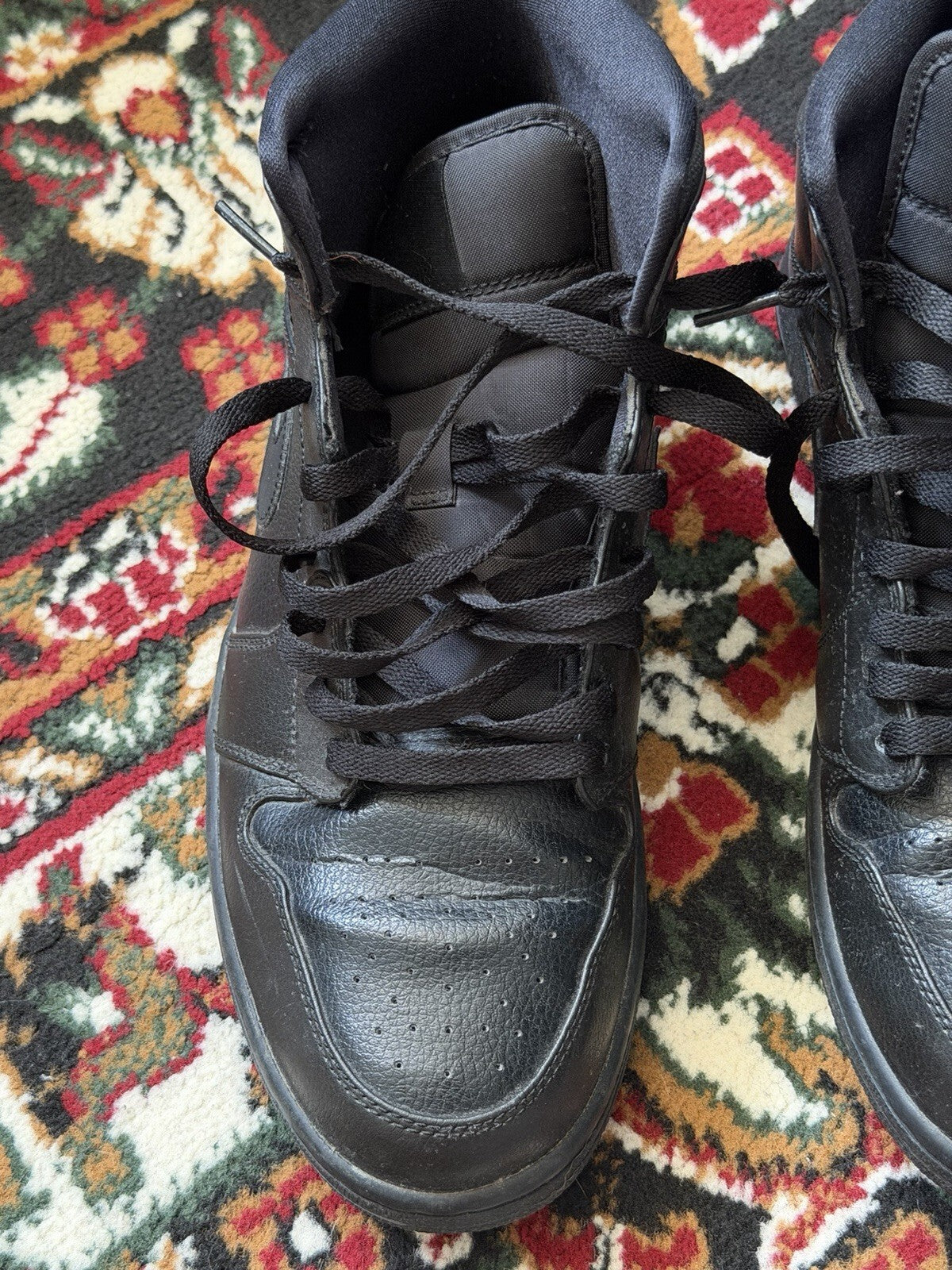 Nike Air Jordan 1 Mid Triple Black Mens 10 Sneakers 554724-030 Retro Trainer