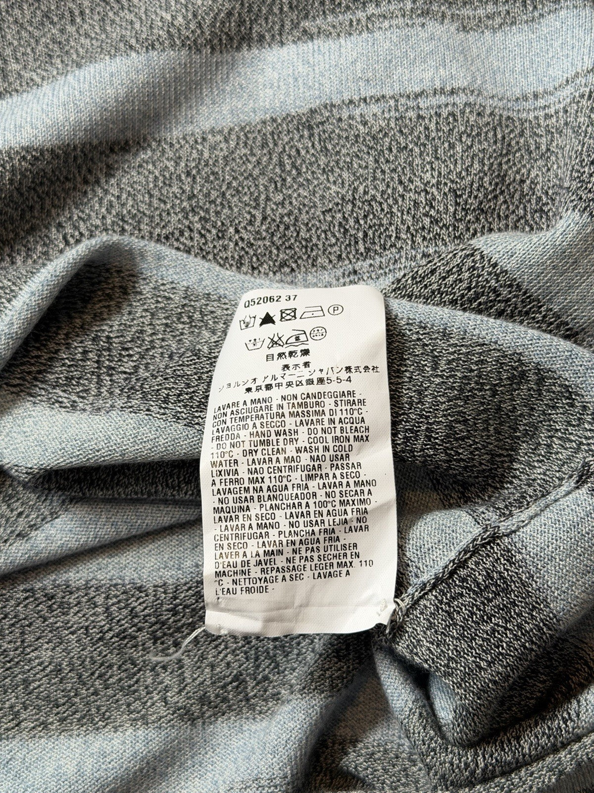 Armani Collezioni Mens Gingham Sweater XL Gray Blue Linen Viscose