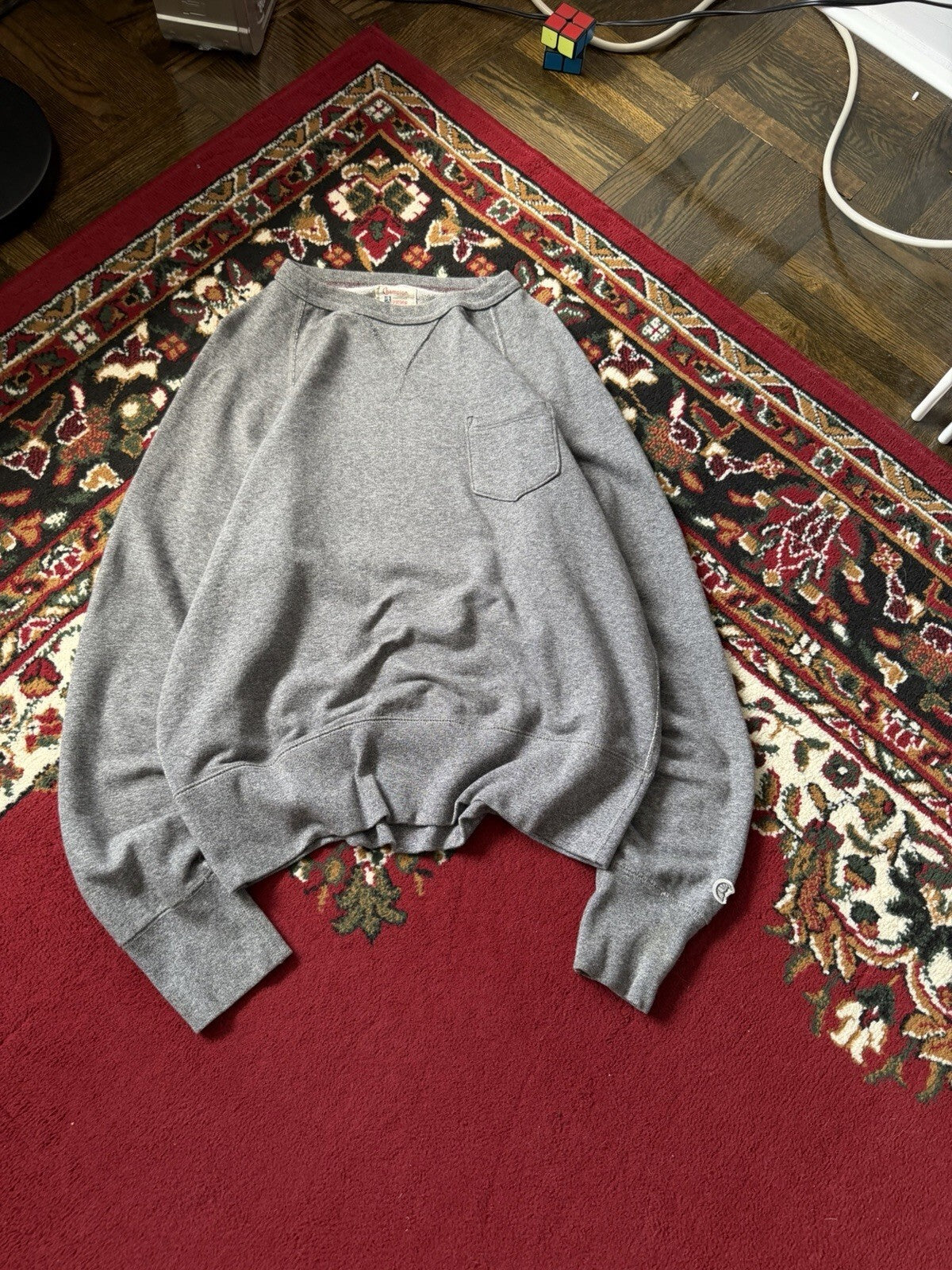 Todd Snyder Champion Men's Gray Crewneck Sweatshirt Chest Pocket Size L