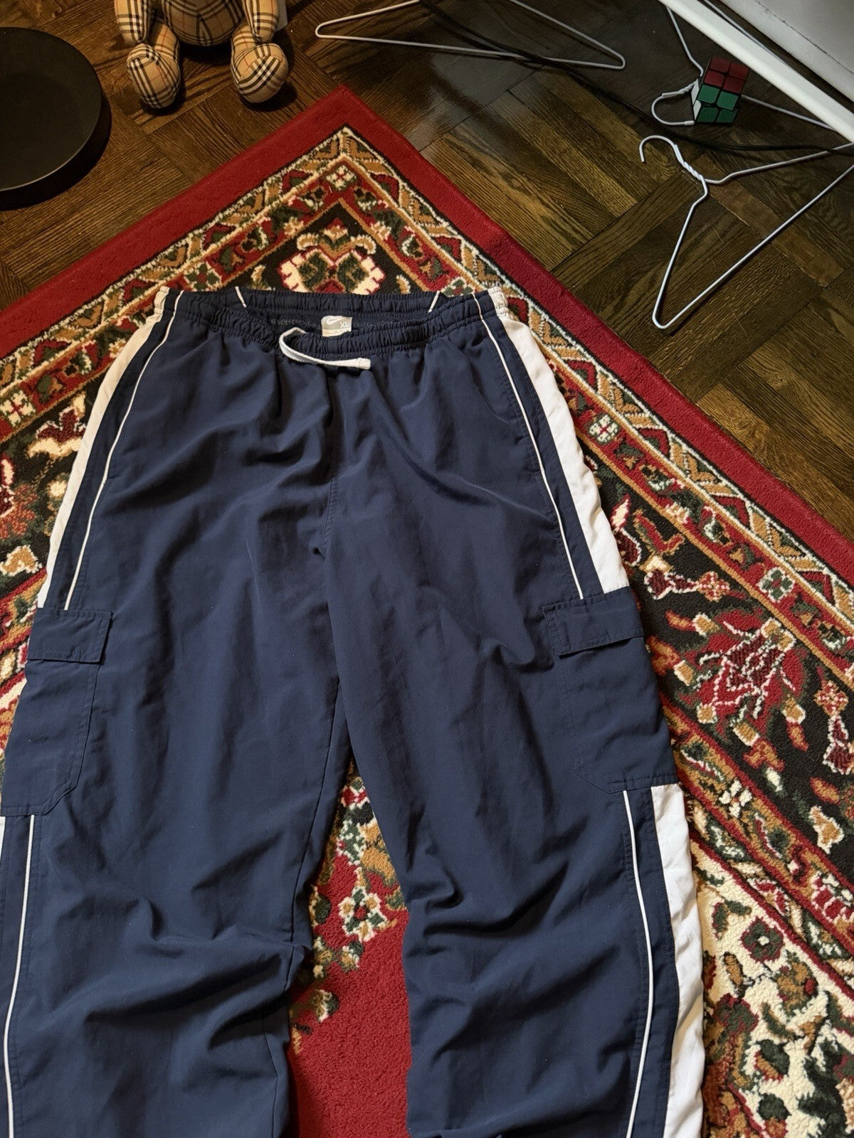 Y2K Nike Cargo Nylon Pants Navy Blue Vintage Mens Size XL