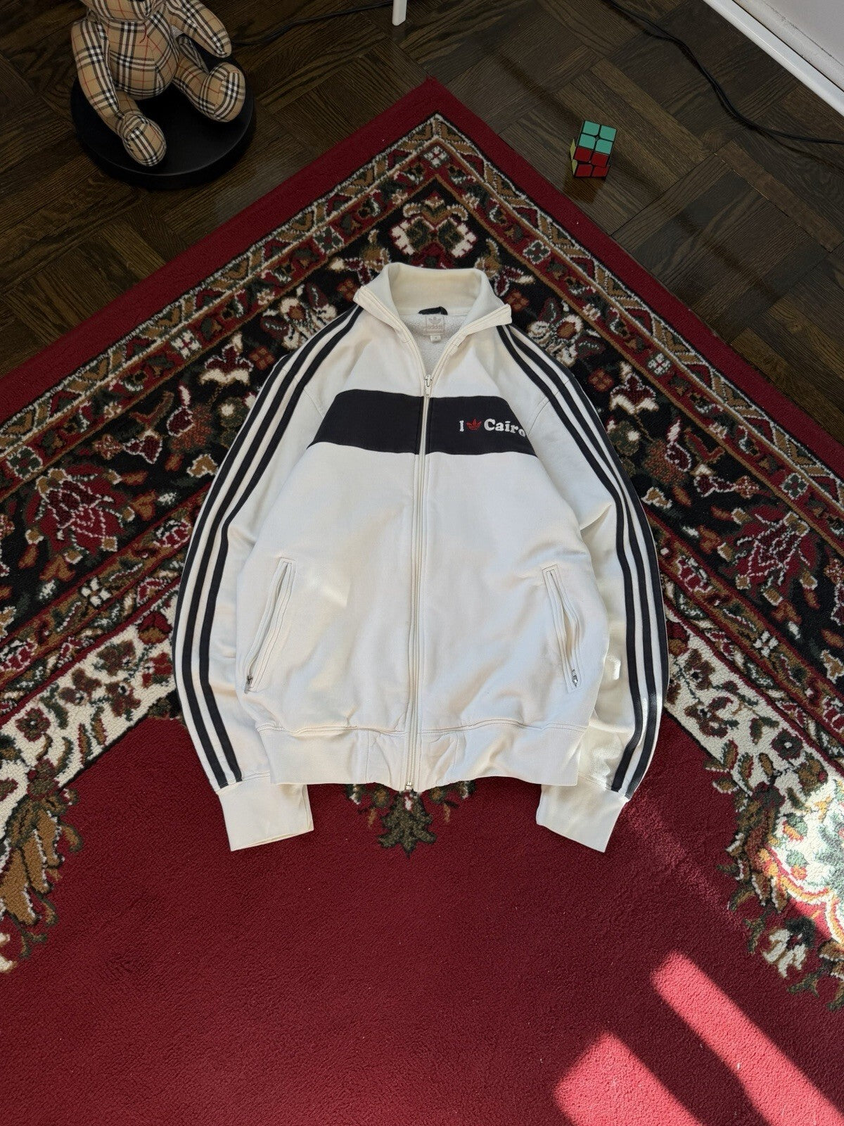 00s Adidas Vintage "I Love Cairo" Zip Up Sweater Track Jacket