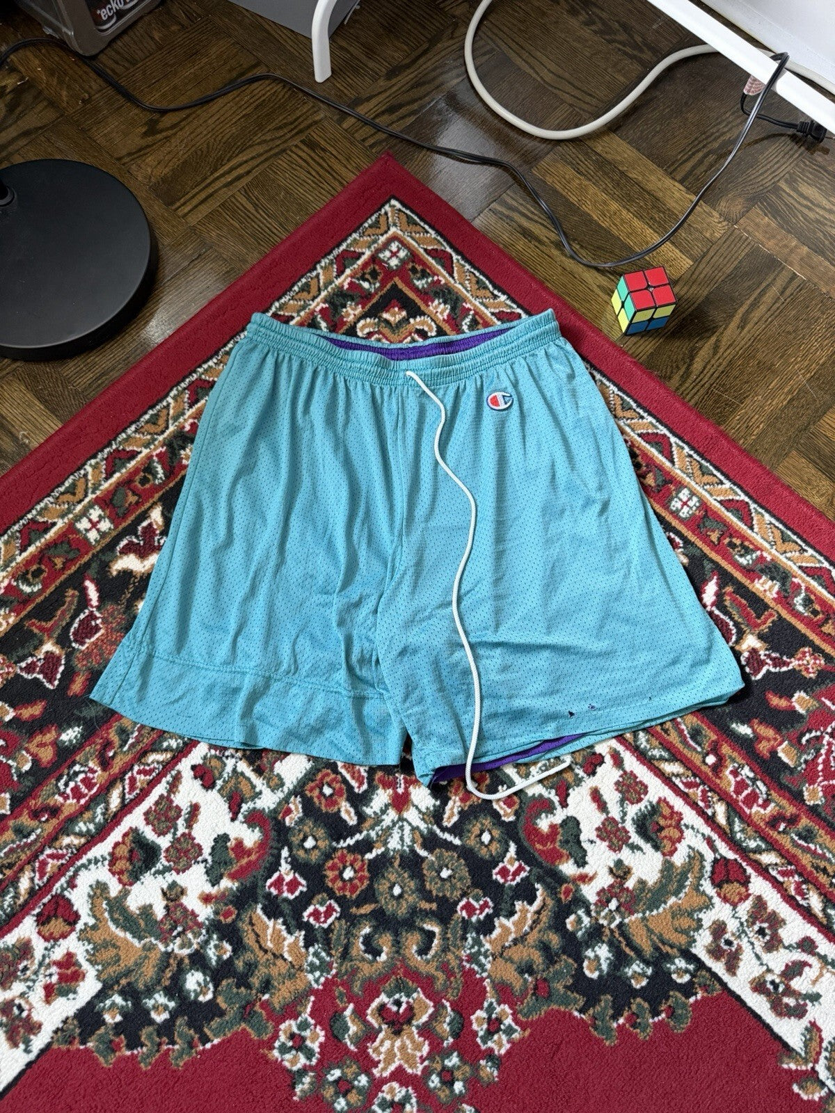 Vintage Champion 80s Reversible Basketball Shorts Purple / Green